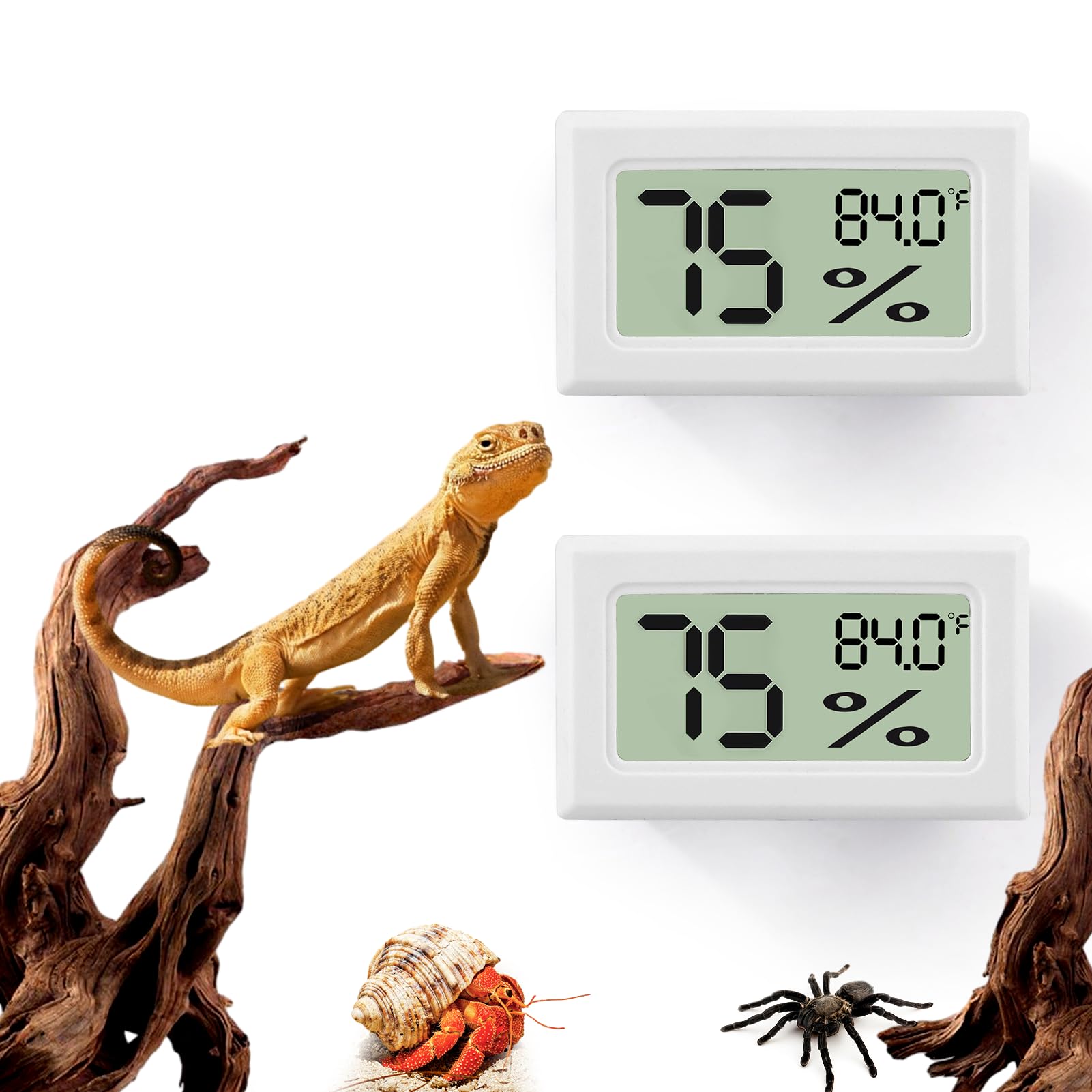 Bearded Dragon Accessories, 2 Pcs Rectangle Reptile Thermometer And Humidity Gauge, Reptile Tank Accessories For Jumping Spider,