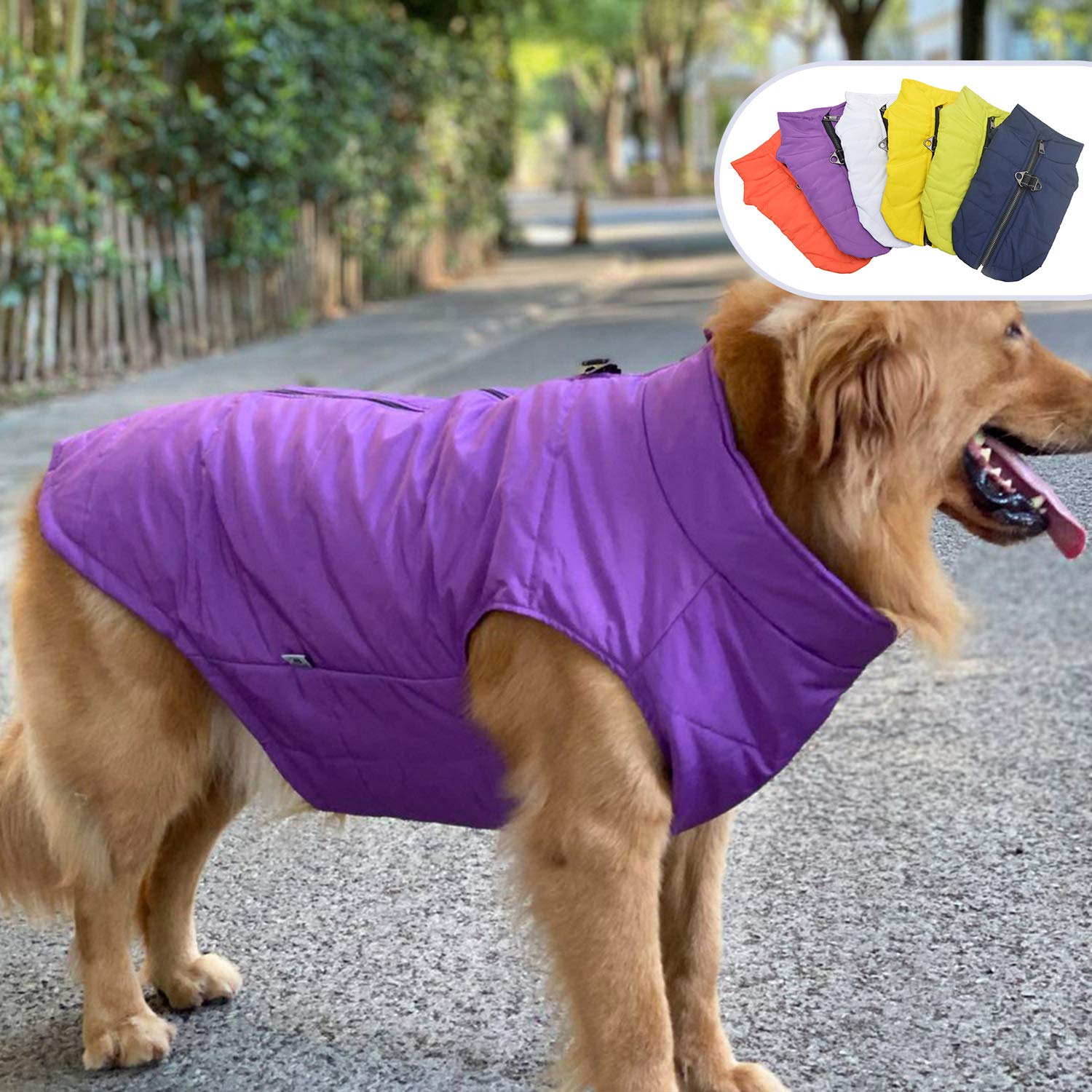 Lovelonglong Dog Winter Vest With Cotton Lining, Waterproof Ultra Warm Dog Winter Coat Windproof Zippered Jacket Breathable Soft