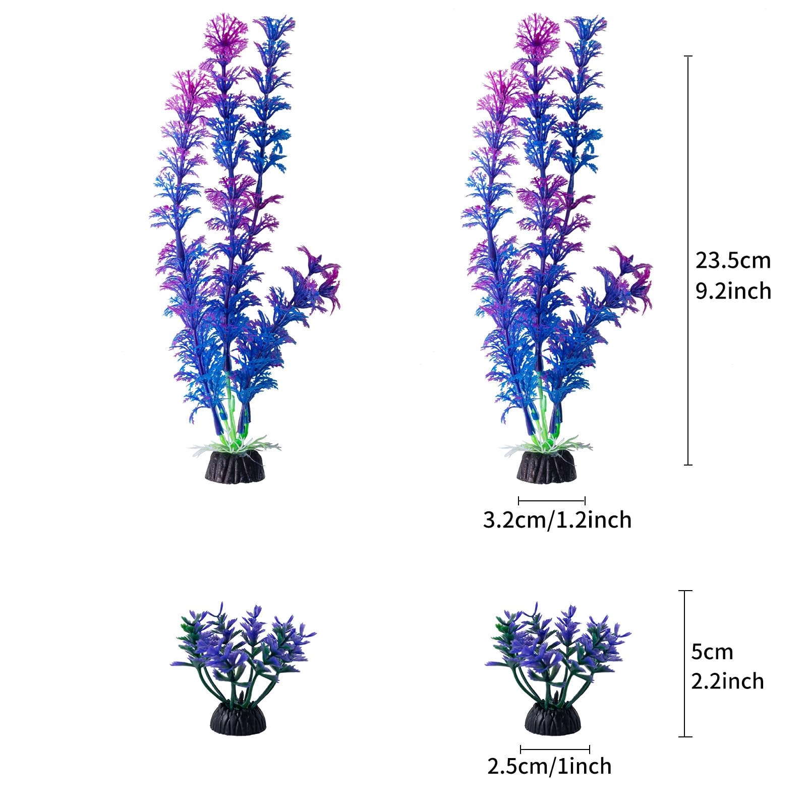 COMSUN 25 Pack Artificial Aquarium Plants, Small Size 4 inch Approximate Height Fish Tank Decorations Home D  cor Plastic Light