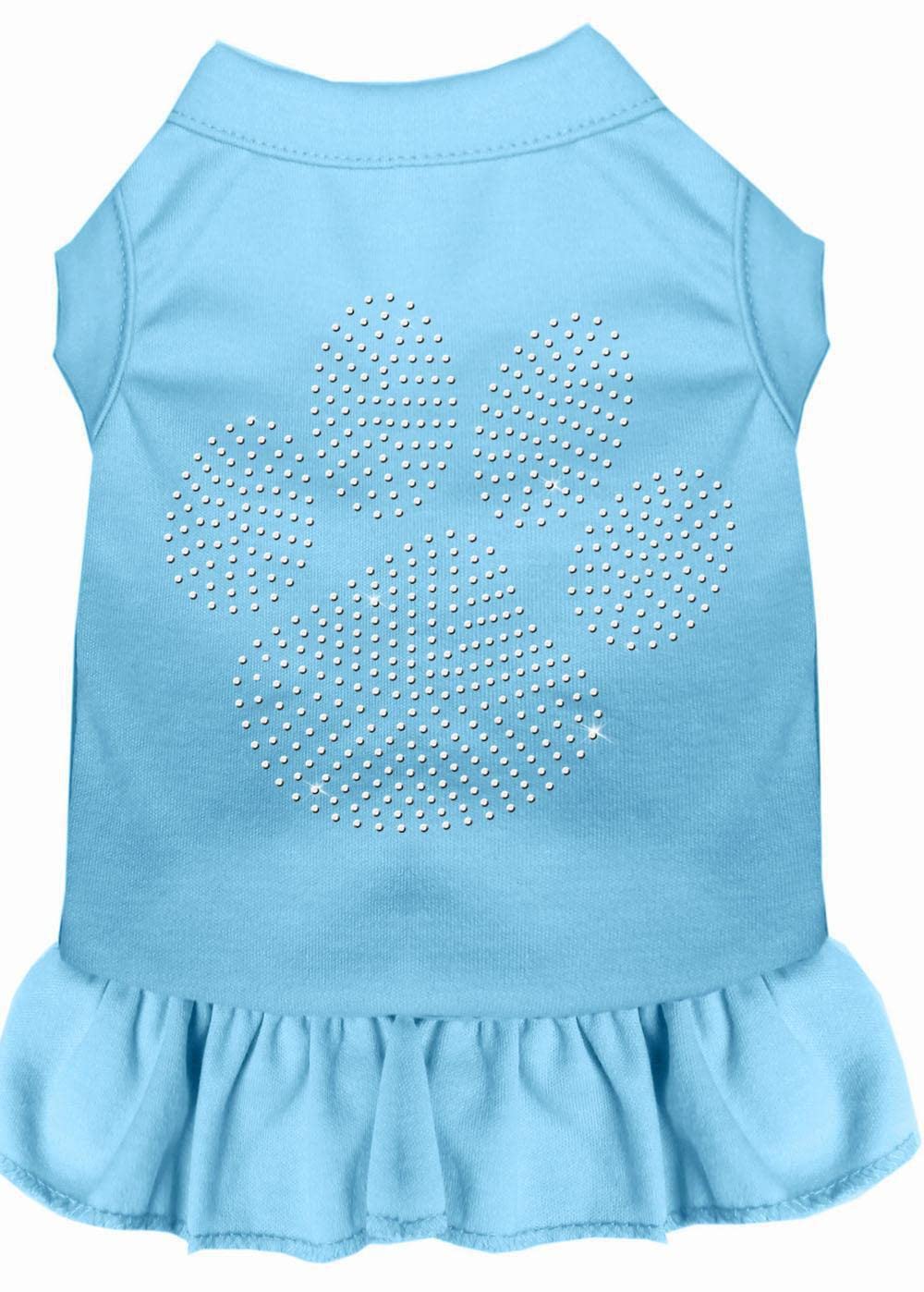 Pet Dog & Cat Dress Rhinestone, &quot;Clear Paw&quot; Baby Blue LG (10-14 lbs.)