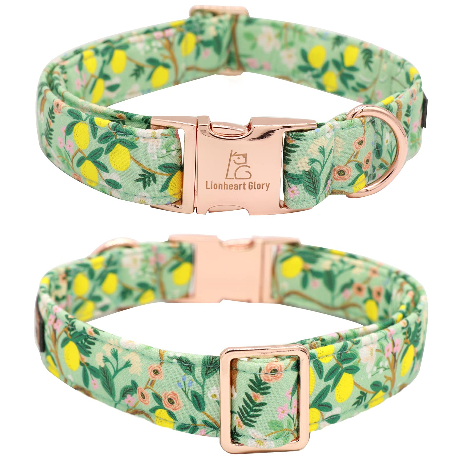 Lionheart Glory Dog Collar, Dog Collar with Flower, Cute Lemon Floral Pattern Pet Collar Adjustable Dog Collar for X-Small Dogs