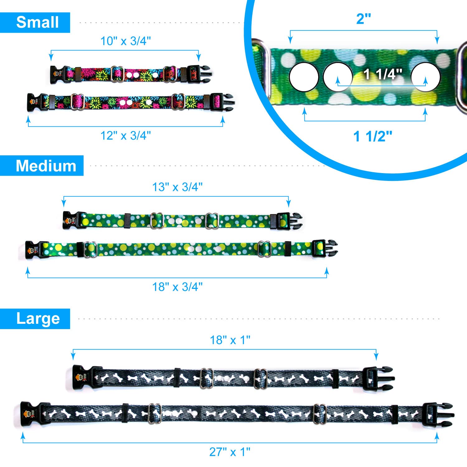 Extreme Dog Fence Replacement Containment And Training Collar Strap For Most Underground Electric Dog Fence Brands - Blue Bubbles (Medium: 13' - 18' X 3/4')