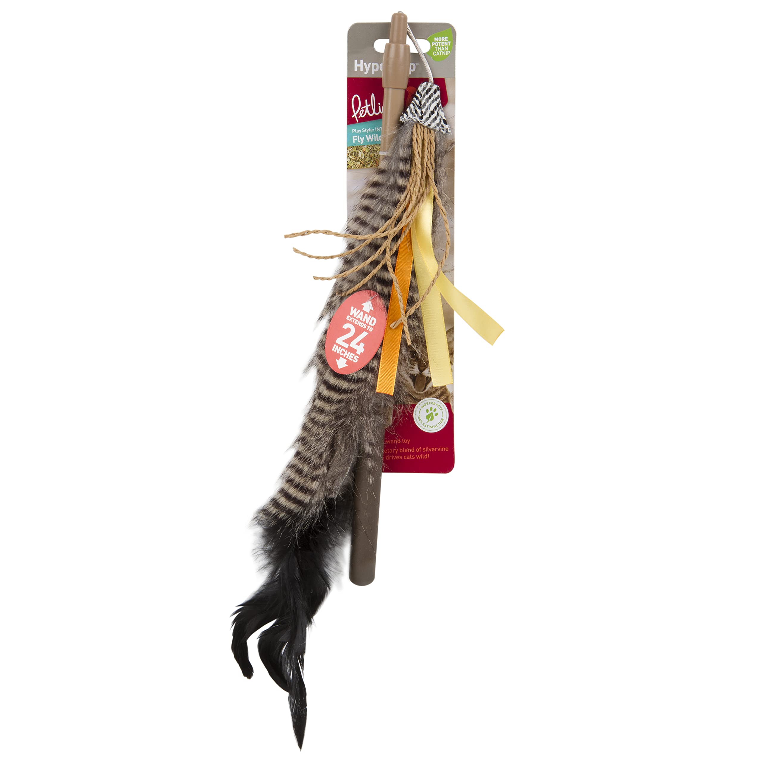 Petlinks Fly Wild Extendable (24') Wand Cat Toy - Brown, One Size