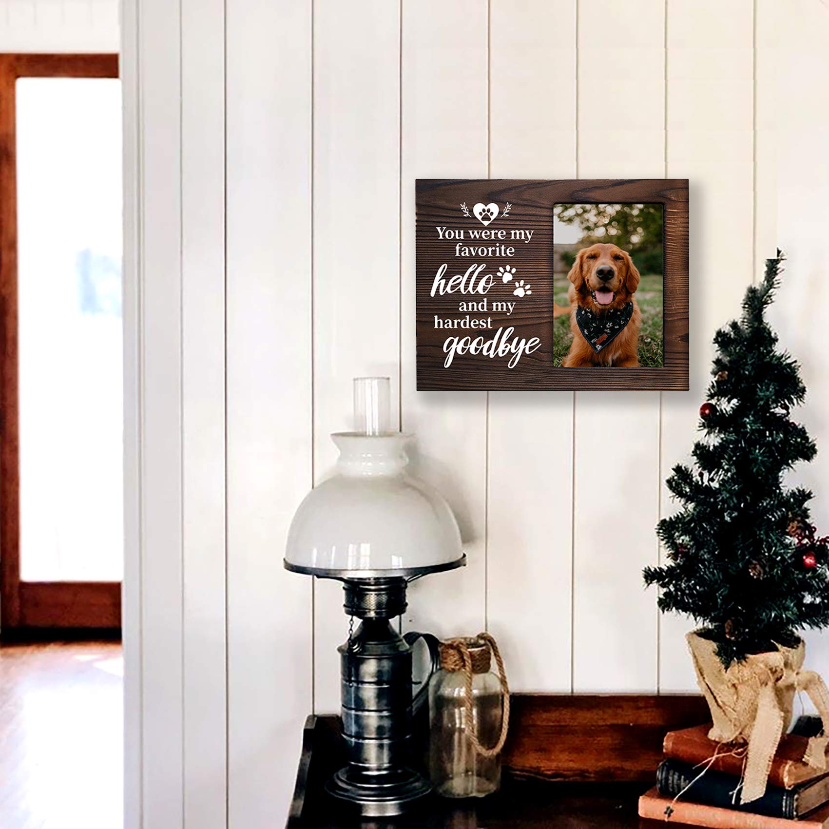 MayAvenue Pet Dog Memorial Wooden Picture Frame - You were My Favorite Hello and My Hardest Goodbye Pet Photo Frame for Dog owne