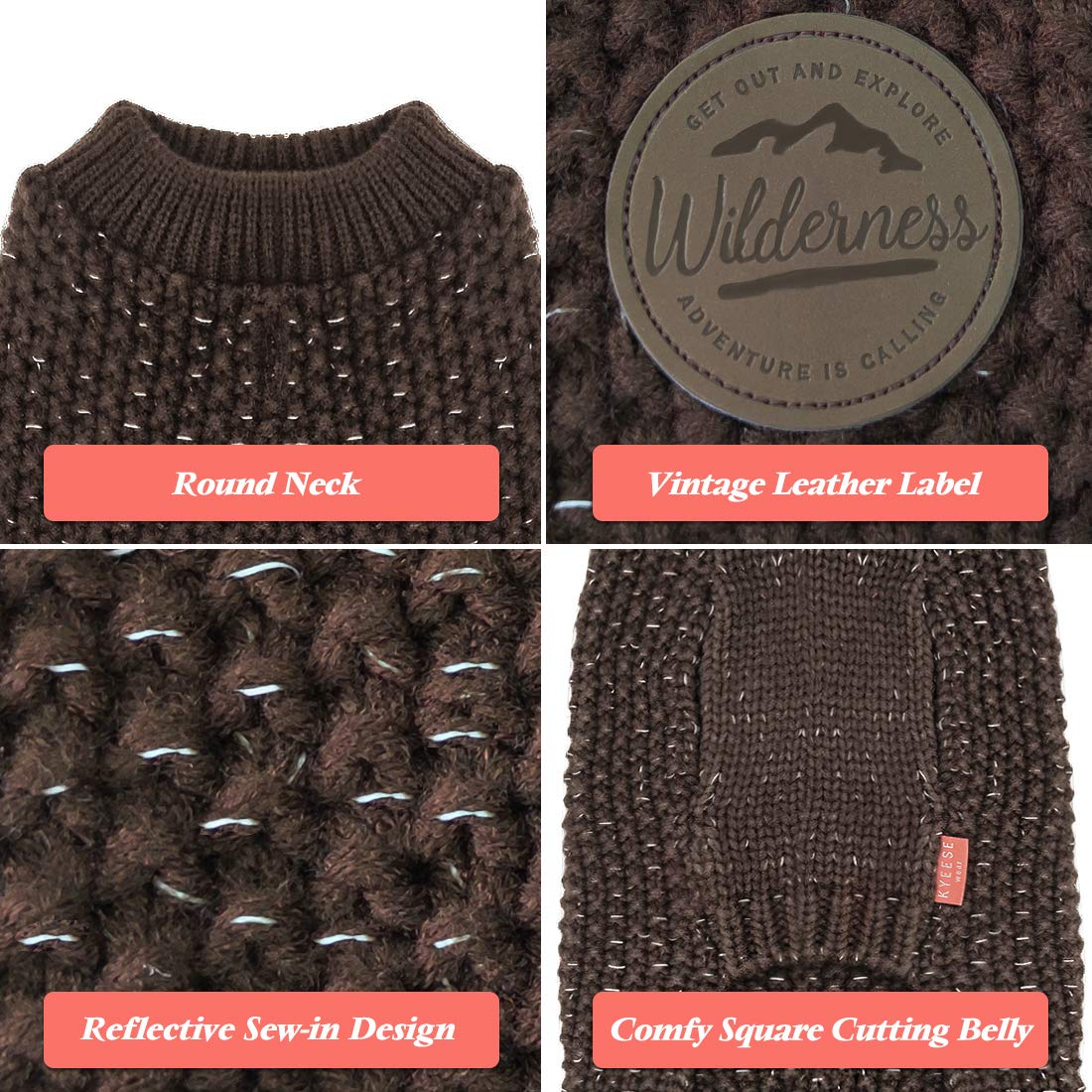 Kyeese Dog Sweaters Heavy For Medium Dogs Reflective Pullover Knitwear For Fall Winter