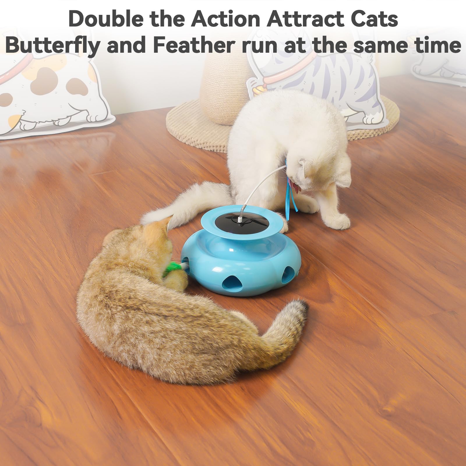 Xuyub 3In1 Interactive Cat Toys For Indoor Cats Rechargeable,Whack A Mole Cat Toy, Fluttering Butterfly, Track Balls, Automatic