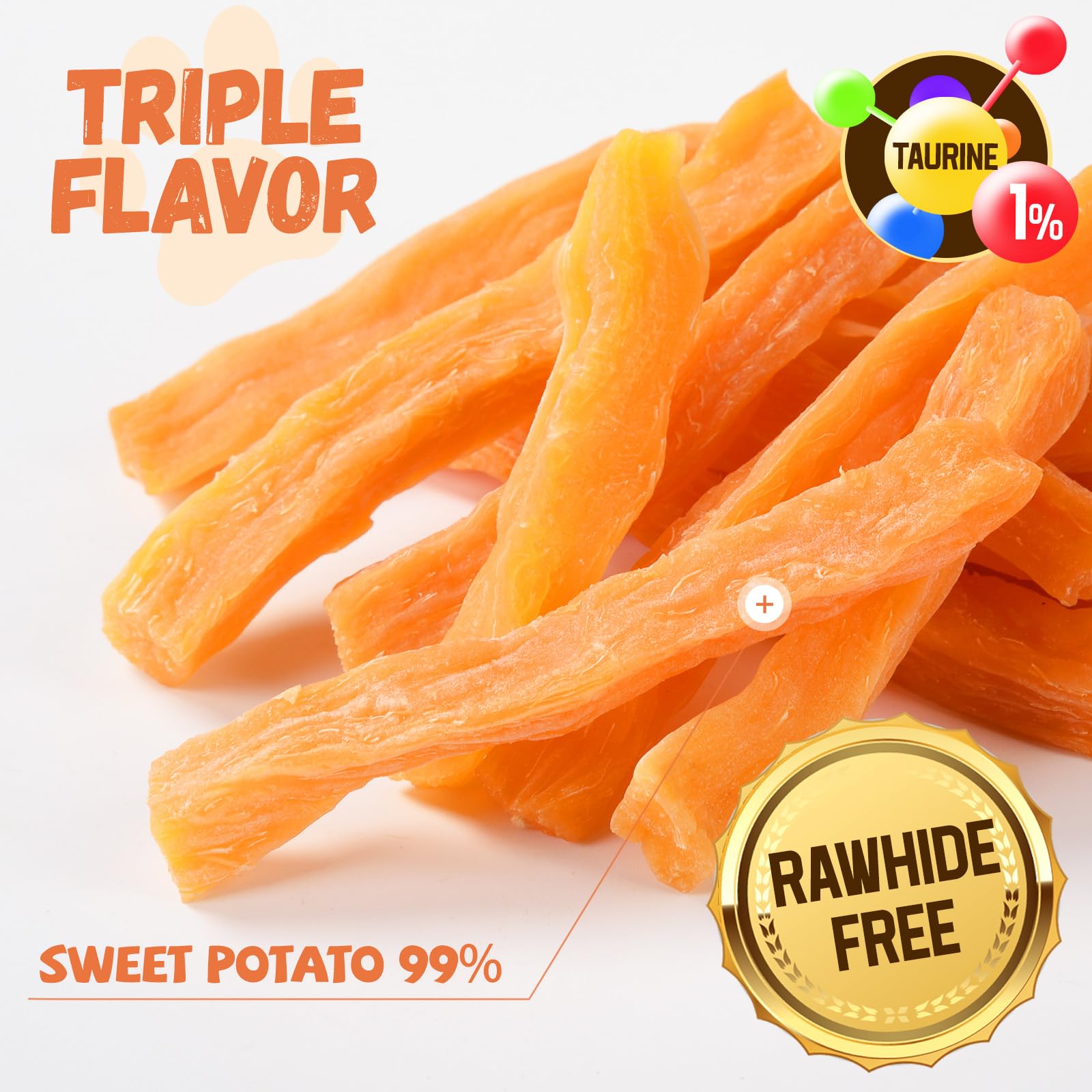 Pawmate Sweet Potato Dog Treats, Healthy Low Fat Dog Chews Rawhide Free Grain Free Training Treats for Small Medium Large Dogs 2