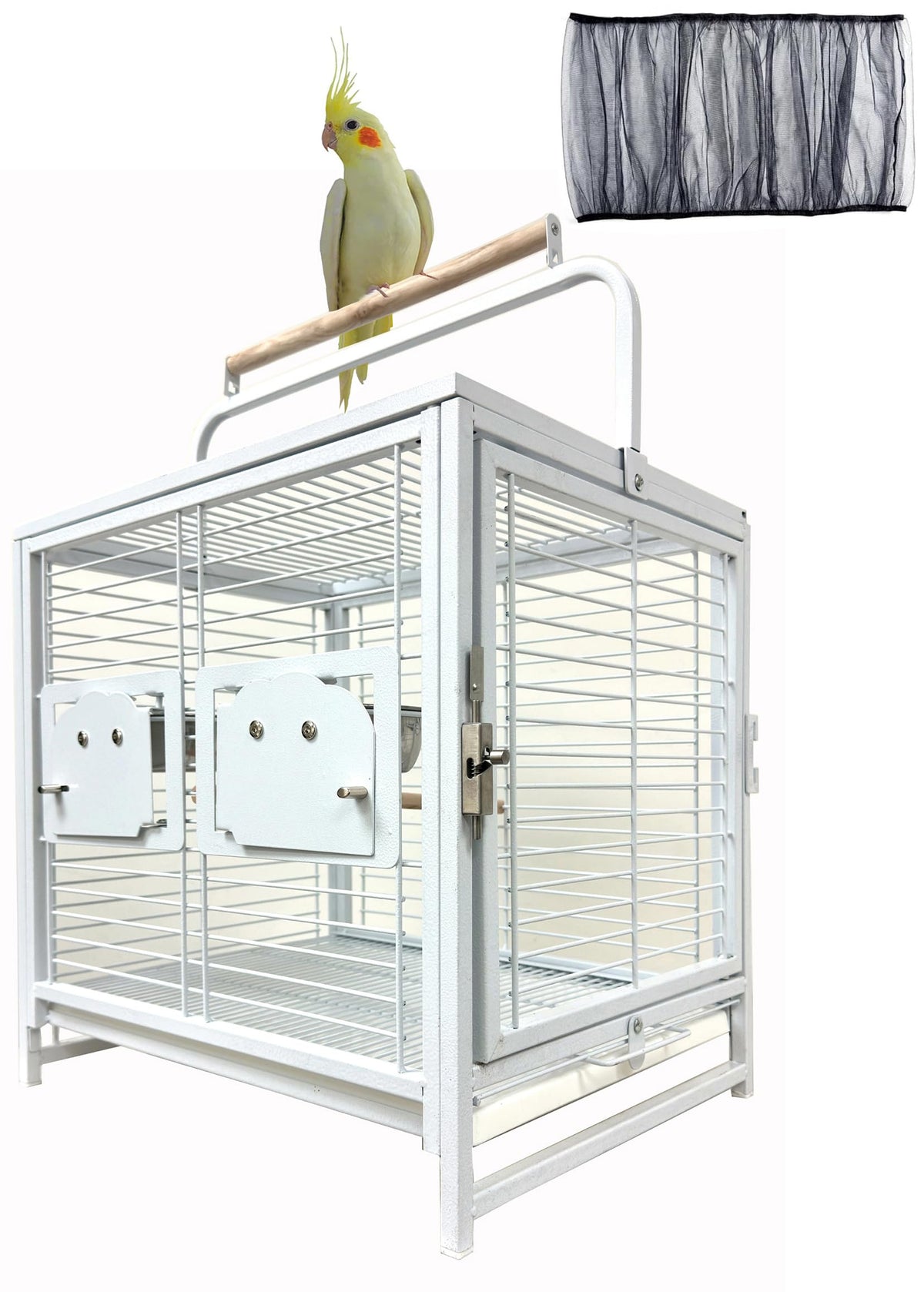 Portable Durable Heavy Duty Travel Veterinary Bird Parrot Carrier Cage Feeding Bowl Play Wooden Stand Perch With Handle Prevent 