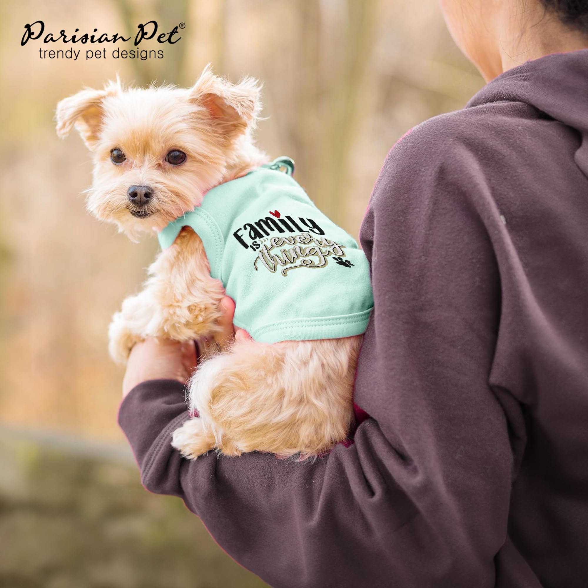 Parisian Pet Unisex Dog Tshirt - Embroidered “ Family Is Everything “ Dog Shirt - Breathable And Lightweight Dog Clothes - Sleeveless Dog Tee Shirts - Machine Washable Dog Shirt For Large Dogs - Xl