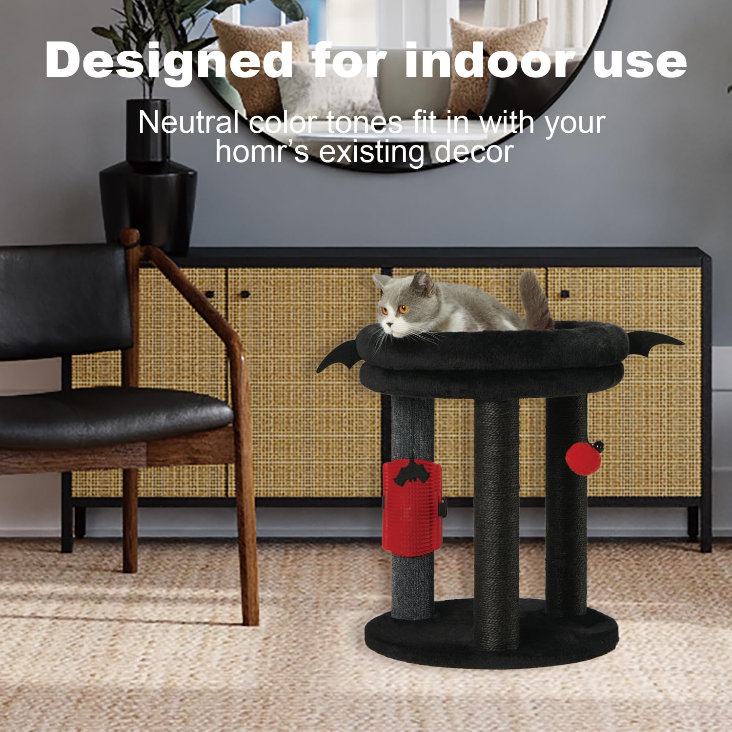 Mecool 4In1 Small Cat Tree,Scratching Post With Tower Soft Bed, Sisal Carpet Jute Posts With Three Hanging Ball Toys And Massage