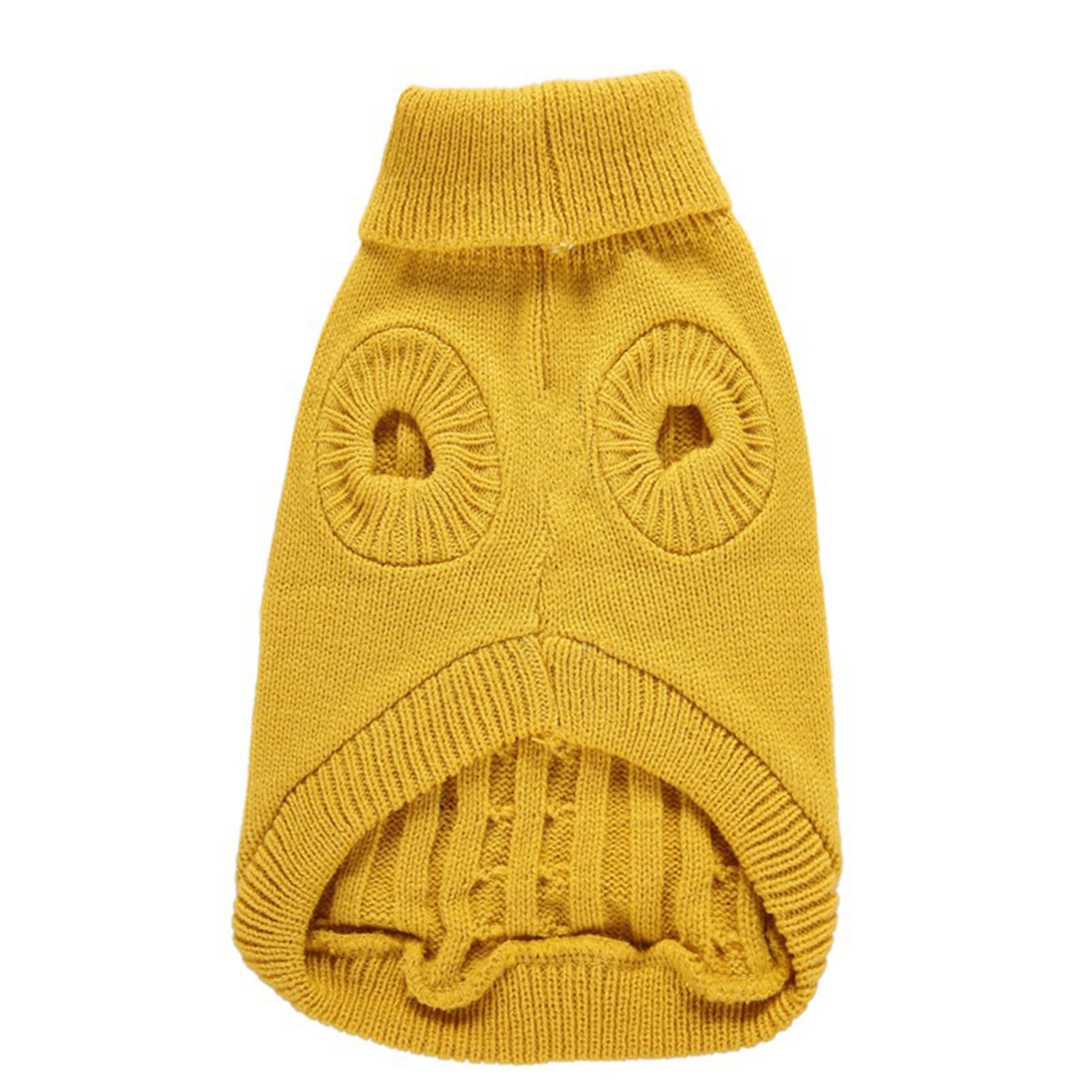 Chborchicen Small Dog Sweaters Knitted Pet Cat Warm Dog Sweatshirt Winter Clothes Kitten Puppy Sweater (Large,Yellow)