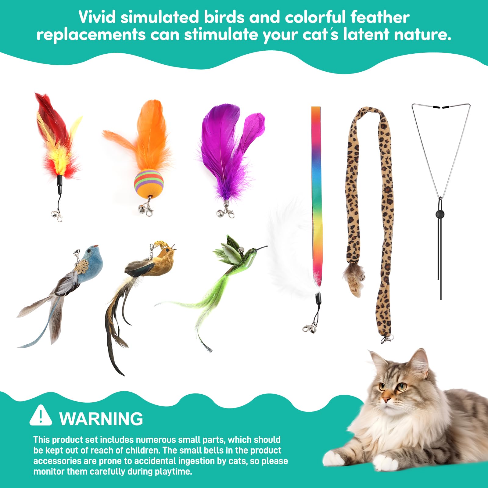 Jority Interactive Cat Toys For Bored Indoor Adult Cats Suction Cup Cat Toy Bird Simulation Feather Toys