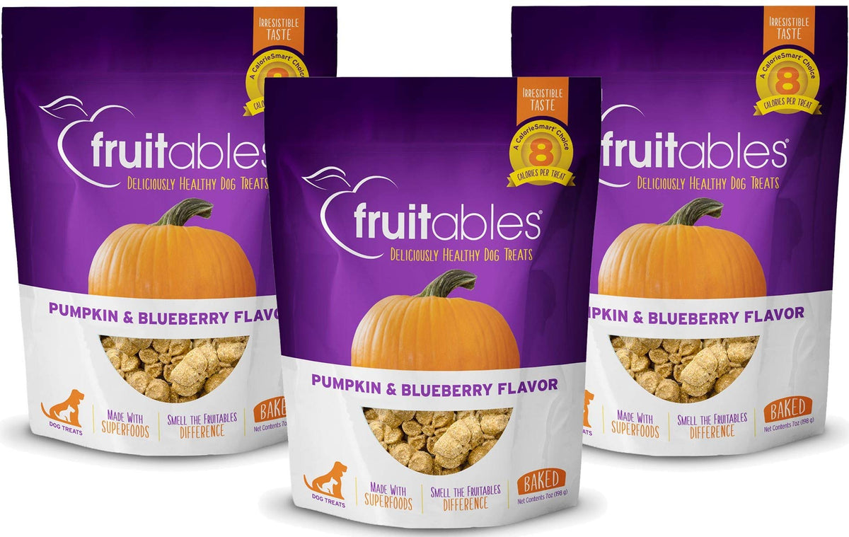 Fruitables Baked Dog Treats Pumpkin & Blueberry Flavor (3 Pack) 7 Oz Each