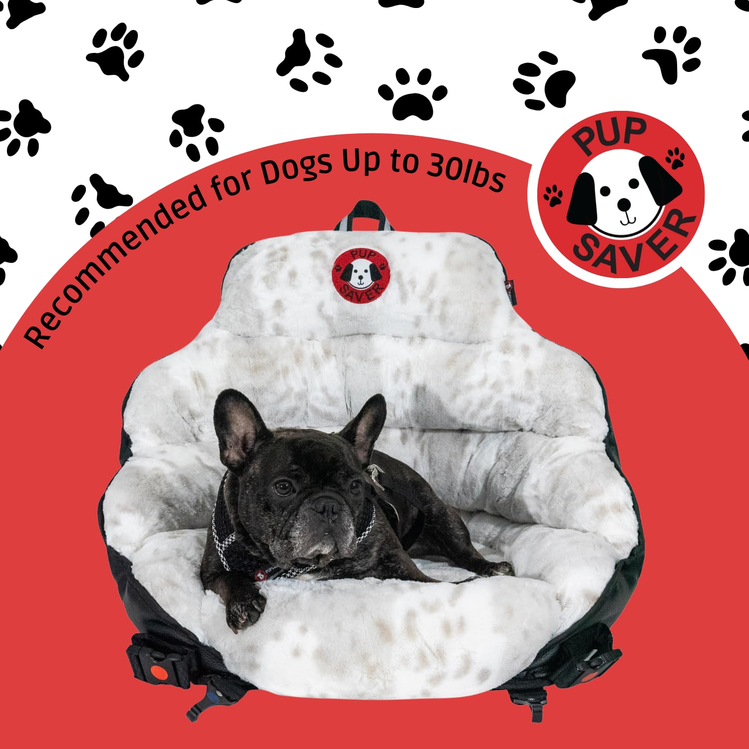 Pupsaver Dog Car Seats For Small And Medium Dogs | Crash-Tested Dog Bed For Cars | Compatible With Seat Belt Harness | Ideal For Dogs Up To 30Lbs | Soft And Safe (Snow Leopard)
