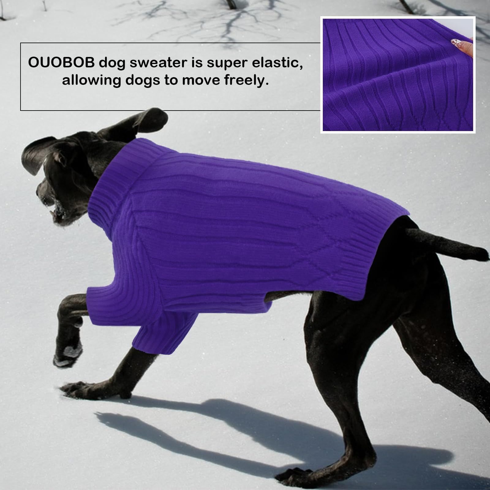 OUOBOB Large Breed Dog Sweaters, Warm Winter Fall Dog Sweaters for Dog Girls Boys, Turtleneck Dog Knitwear,Doggie Christmas Swea