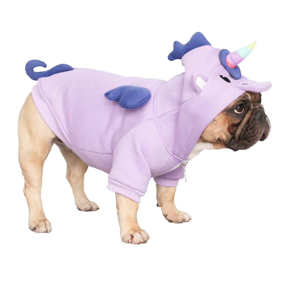 Ichoue Unicorn Dog Halloween Costumes Clothes Sweater Cute Funny For French Bulldog Cold Weather Winter Coats Hoodies Frenchie English Pug Pitbull Corgi Puppy - Purple/Large Plus