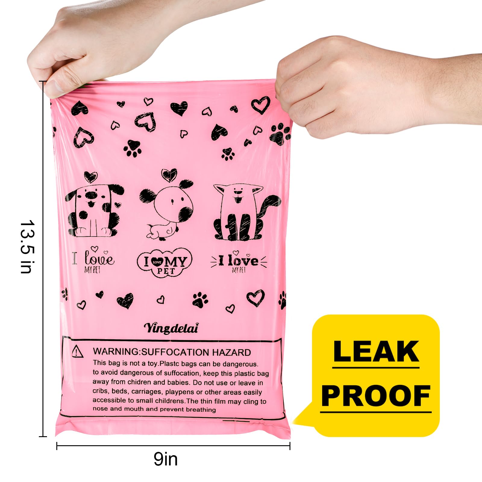 Yingdelai Dog Poop Bag Biodegradable - 540 Count Dog Waste Bags With Dispenser, Extra Thick Strong Leak Proof Poop Bags For Dogs Doggy | Scented Pink