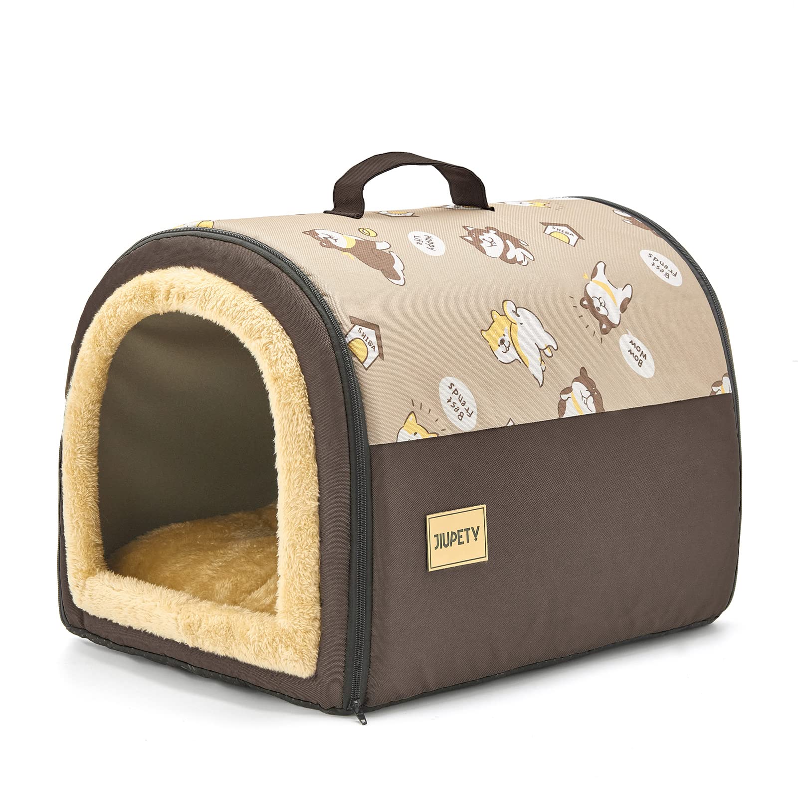 Jiupety Indoor Dog House, 2 In 1 Portable Foldable House Bed With Cover, Pet Tent & Cave Bed For Cats And Small Dogs, M(18''  14