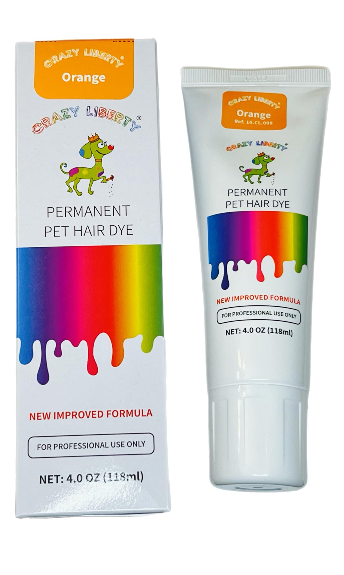 Crazy Liberty Permanent Hair Dye For Dogs And Horses, 4 Oz Tube. (Orange)