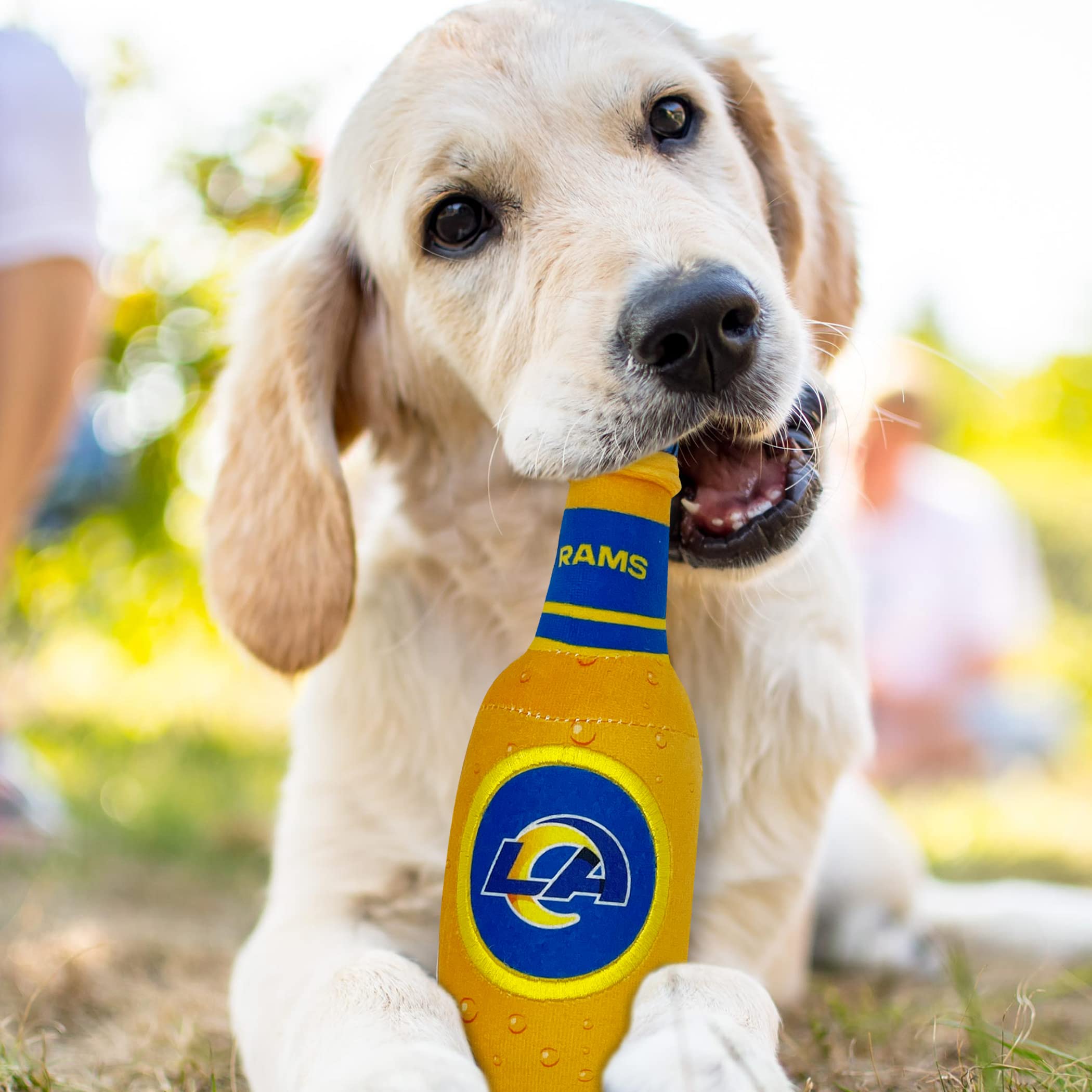 Pets First Nfl Los Angeles Rams Beer Bottle Plush Dog & Cat Squeak Toy - Cutest Stadium Soda Bottle Snack Plush Toy For Dogs & C