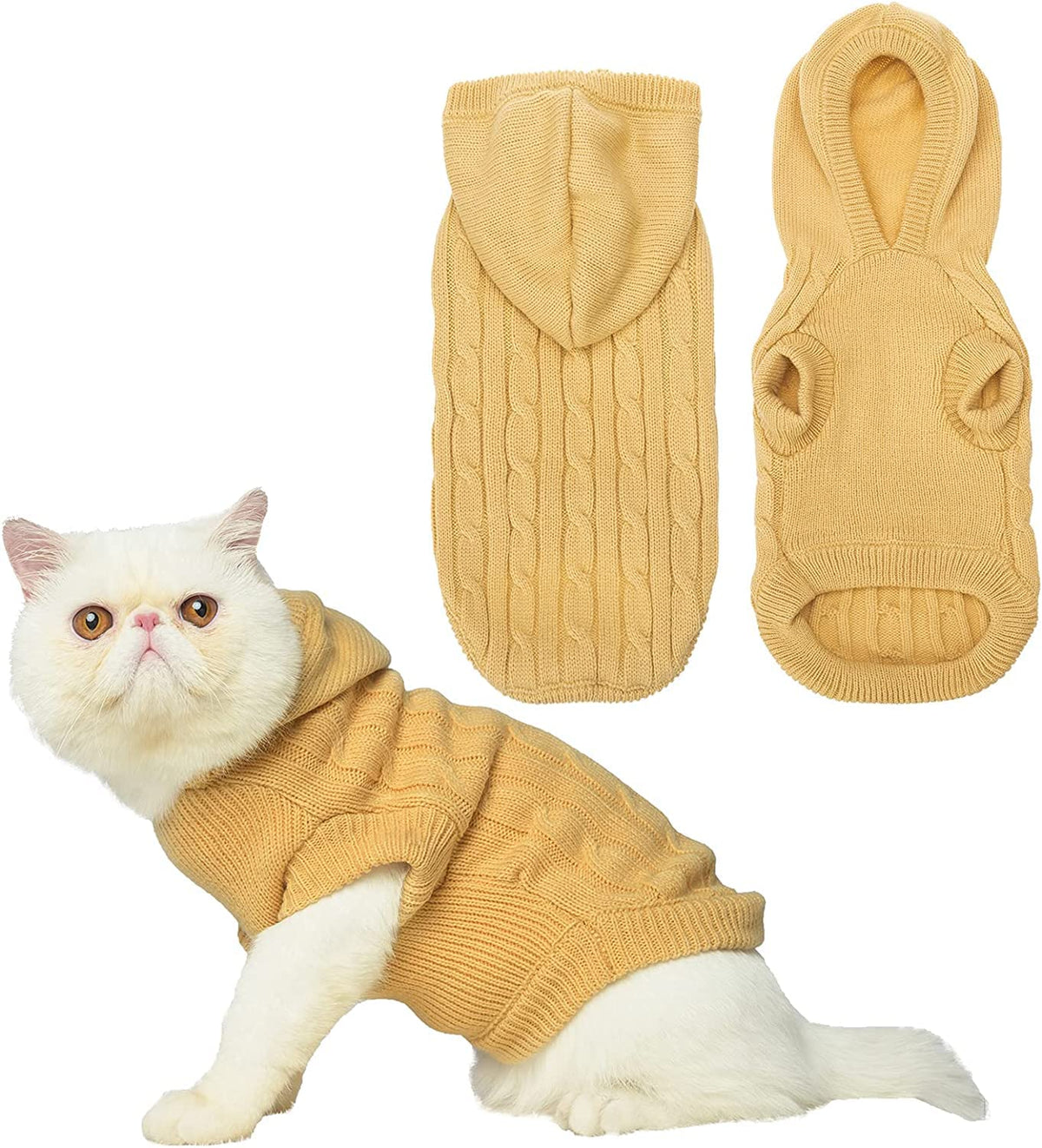 Pupteck Winter Dog Cat Sweater Coat - Soft Cold Weather Clothes Knitwear For Kitties & Small Dogs Indoor Outdoor Walking Warm, Knitted Classic For Doggies Kitties Girls Boys