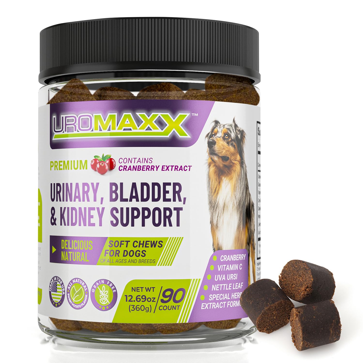 UroMAXX Dog Urinary Tract Infection Treatment, Bladder & Kidney Support for Dogs, Powerful Pet Care, Natural Soft Chews with Cra