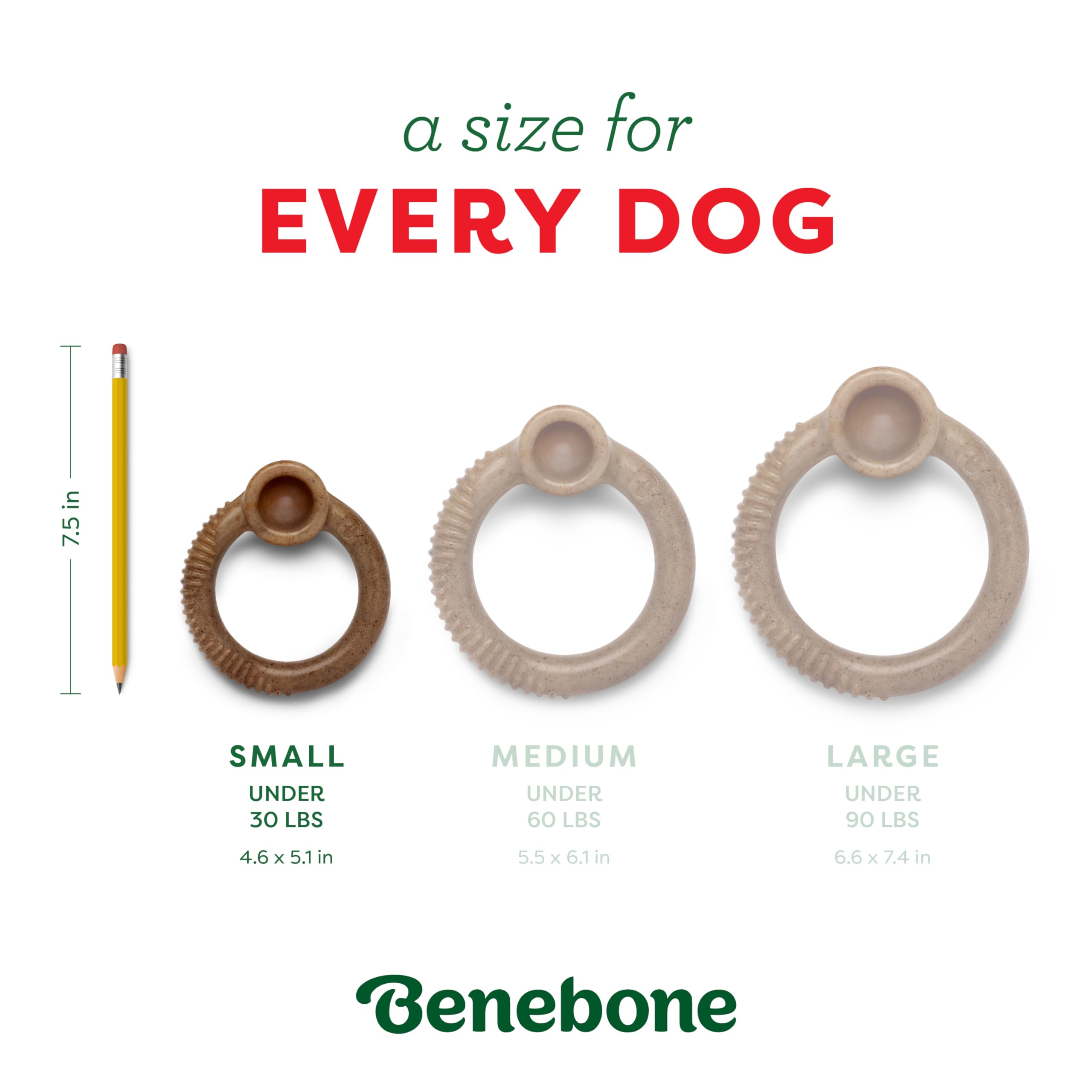 Benebone Peppermint Ring - Limited Edition Holiday Flavor, Durable Chew Toy for Aggressive Chewers, Made in USA, Small