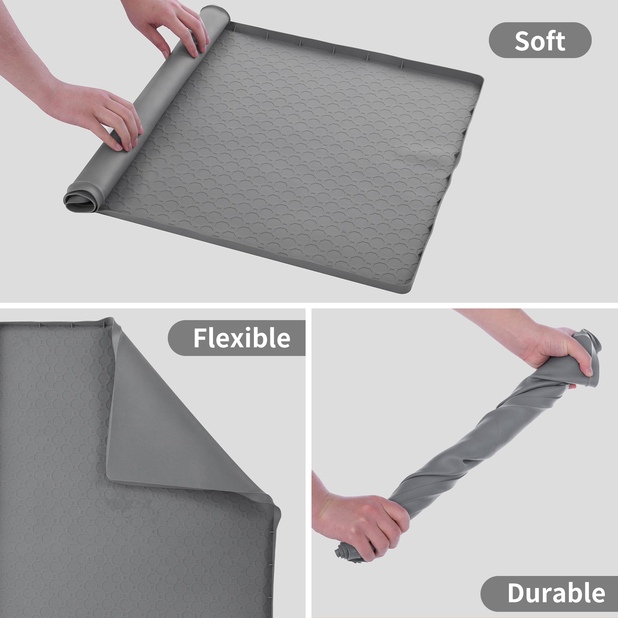 Petvolve Cat Litter Mat, Litter Box Mat- 34''X22'' Cat Mat For Litter Box, Non-Slip Cats Scratch Pad,Less-Mess Waterproof & Fold