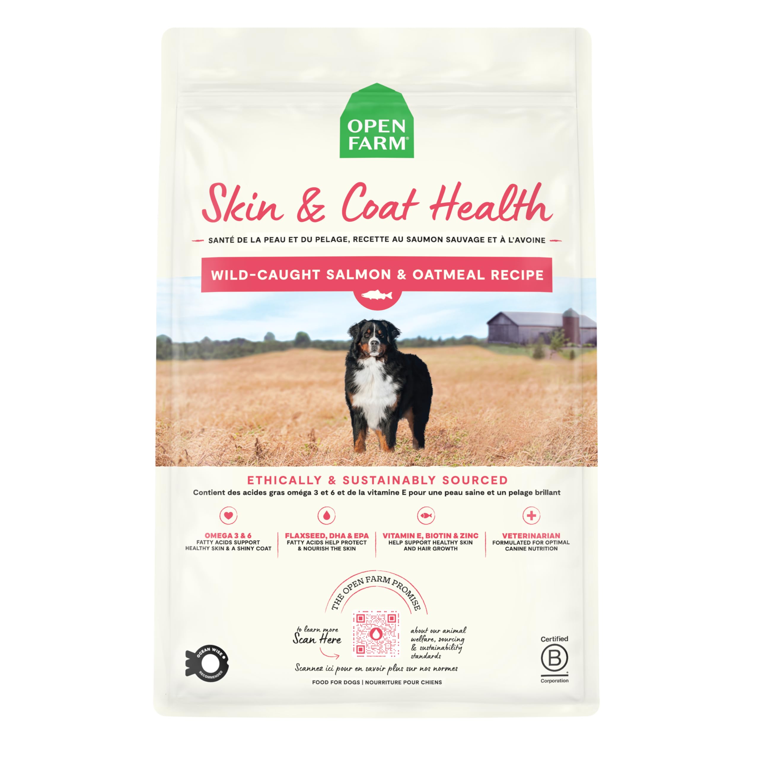 Open Farm, Skin & Coat Health Dog Food, Veterinarian Formulated Kibble with Salmon Oil and Vitamin E to Support Healthy Skin & A