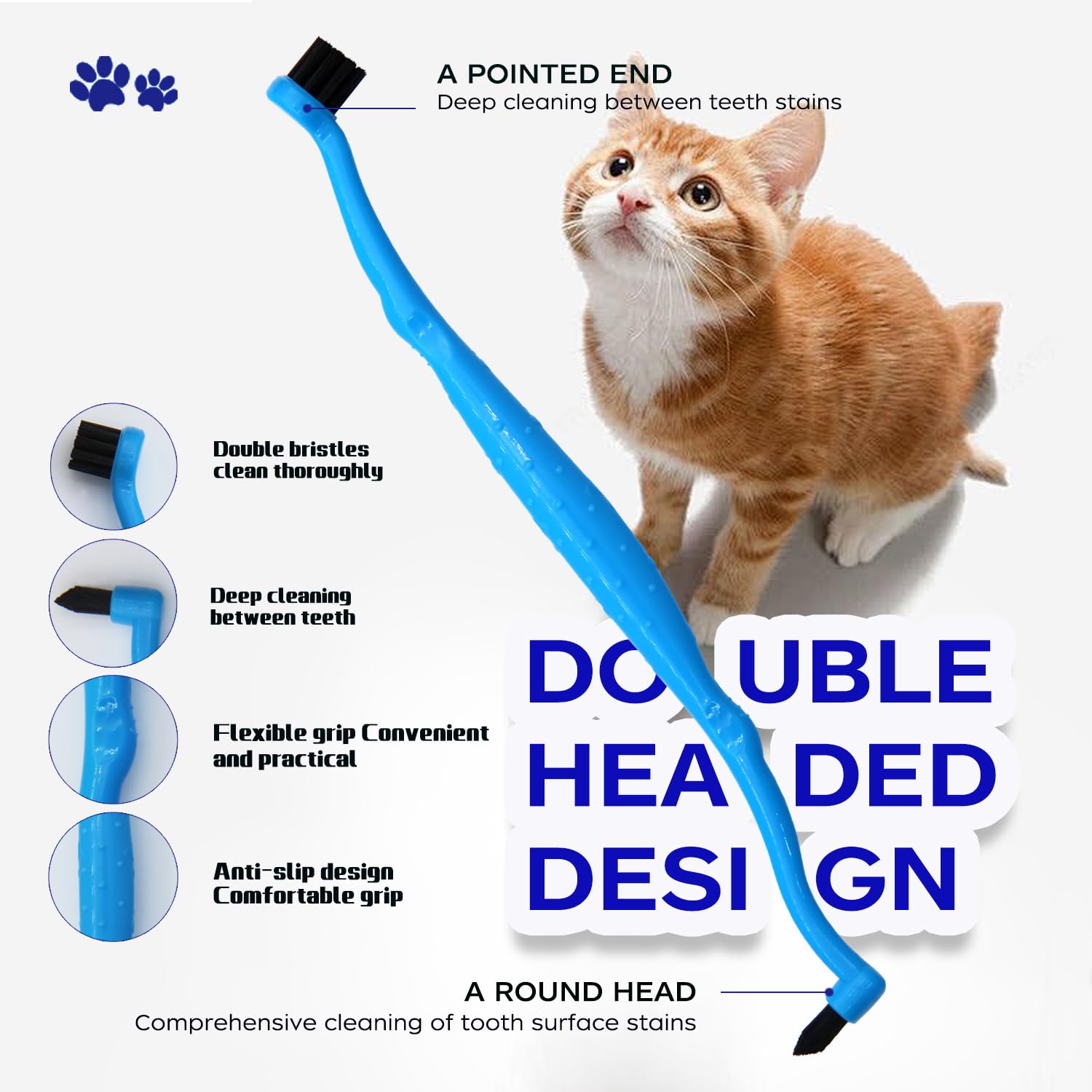 PenVinoo Dual Sided Cat Toothbrush Dog Toothbrush Finger Brush Micro Head to fit into Small to Large Dogs & Cats (Black, Small)