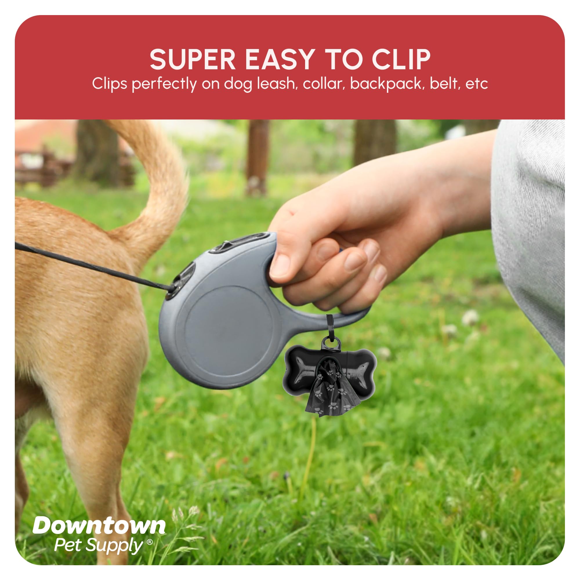 Downtown Pet Supply Poop Bags For Dogs With Dispenser, 220 Count - Leak-Proof Dog Waste Bags And Bone-Shaped Dog Poop Bags Holde