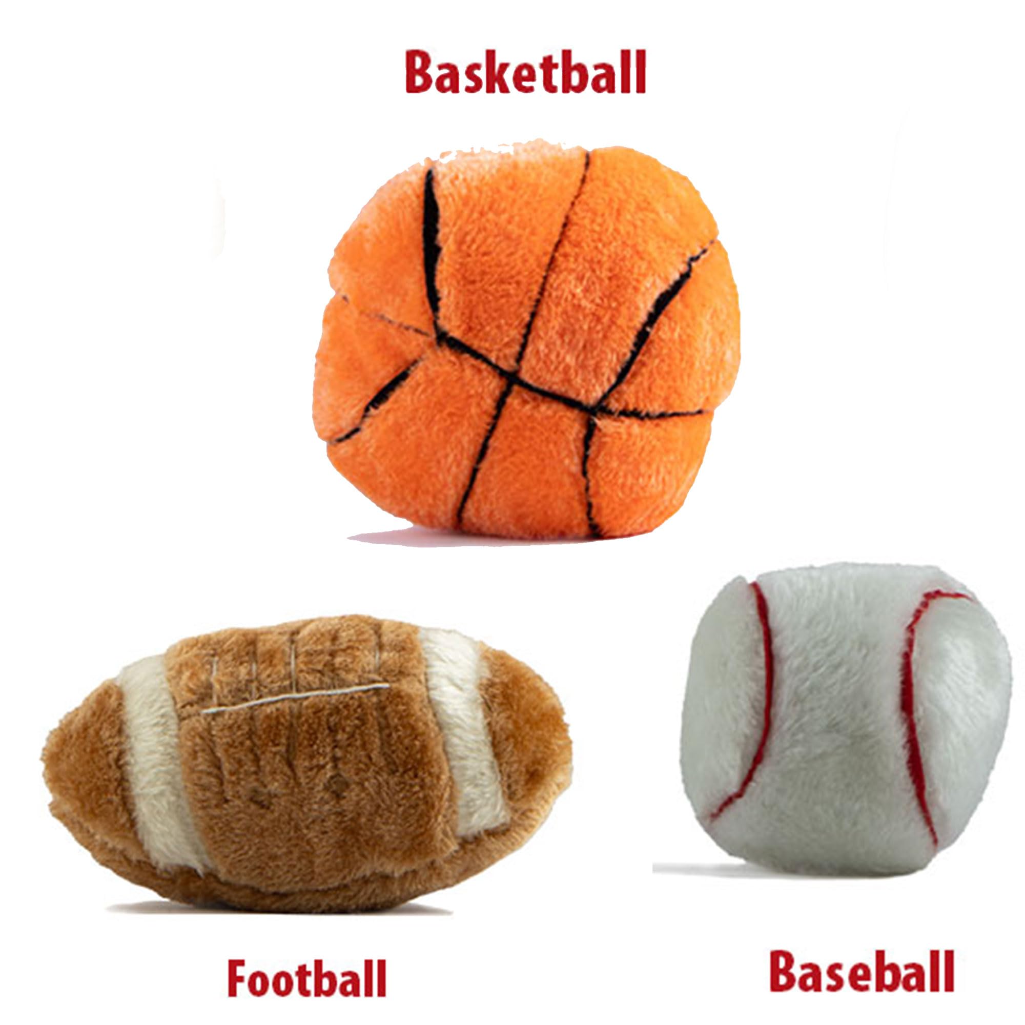 Jeffers Pet Plush Dog Toy With Squeaker, Baseball 4'' - Soft Crinkle Fabric, Safe & Durable, Healthy Fun For Small & Medium Dogs