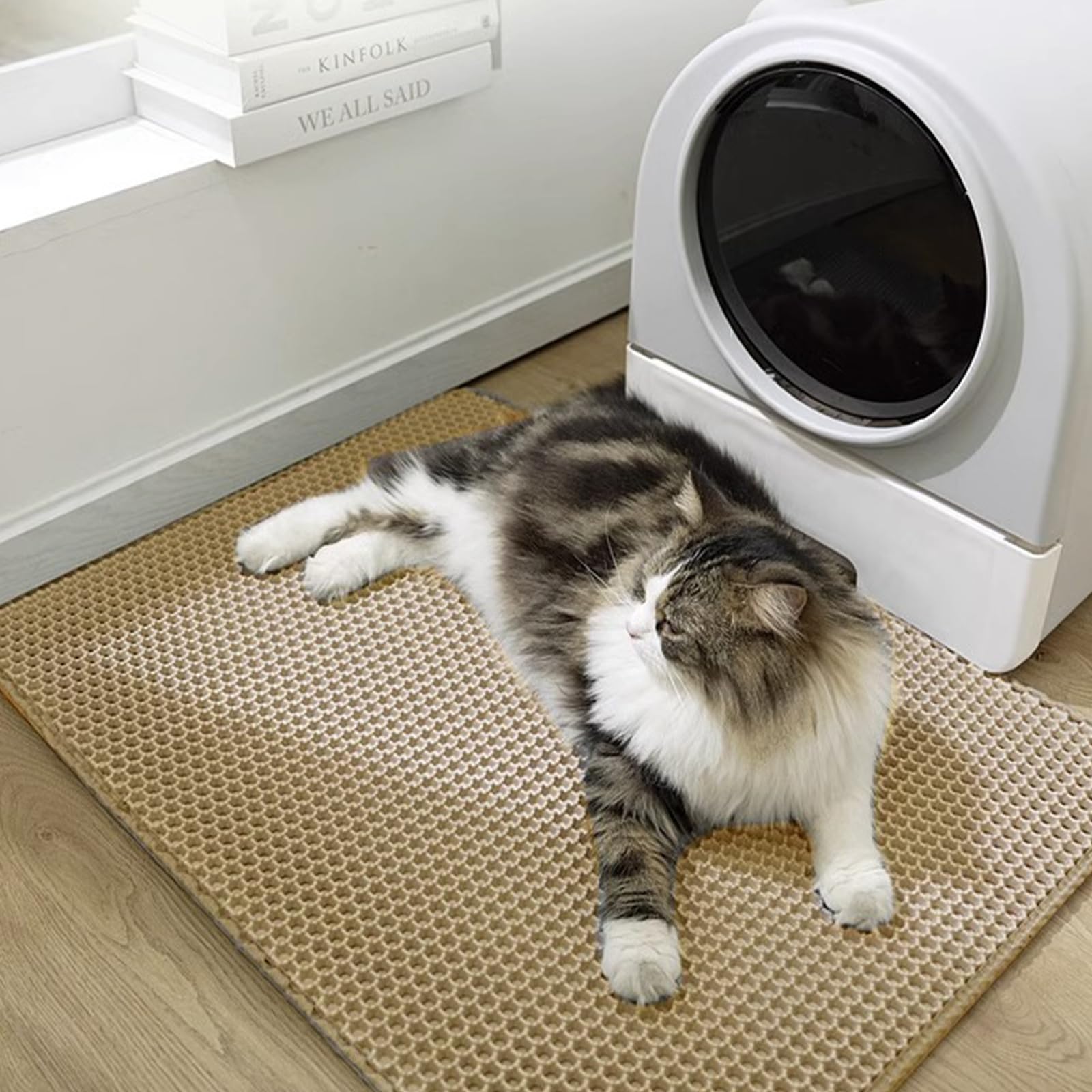 Erhaog Cat Litter Mat Cat Litter Trapping Mat, 24 X 16 Inch Honeycomb Double Layer Design, Urine And Water Proof Material, Scatt