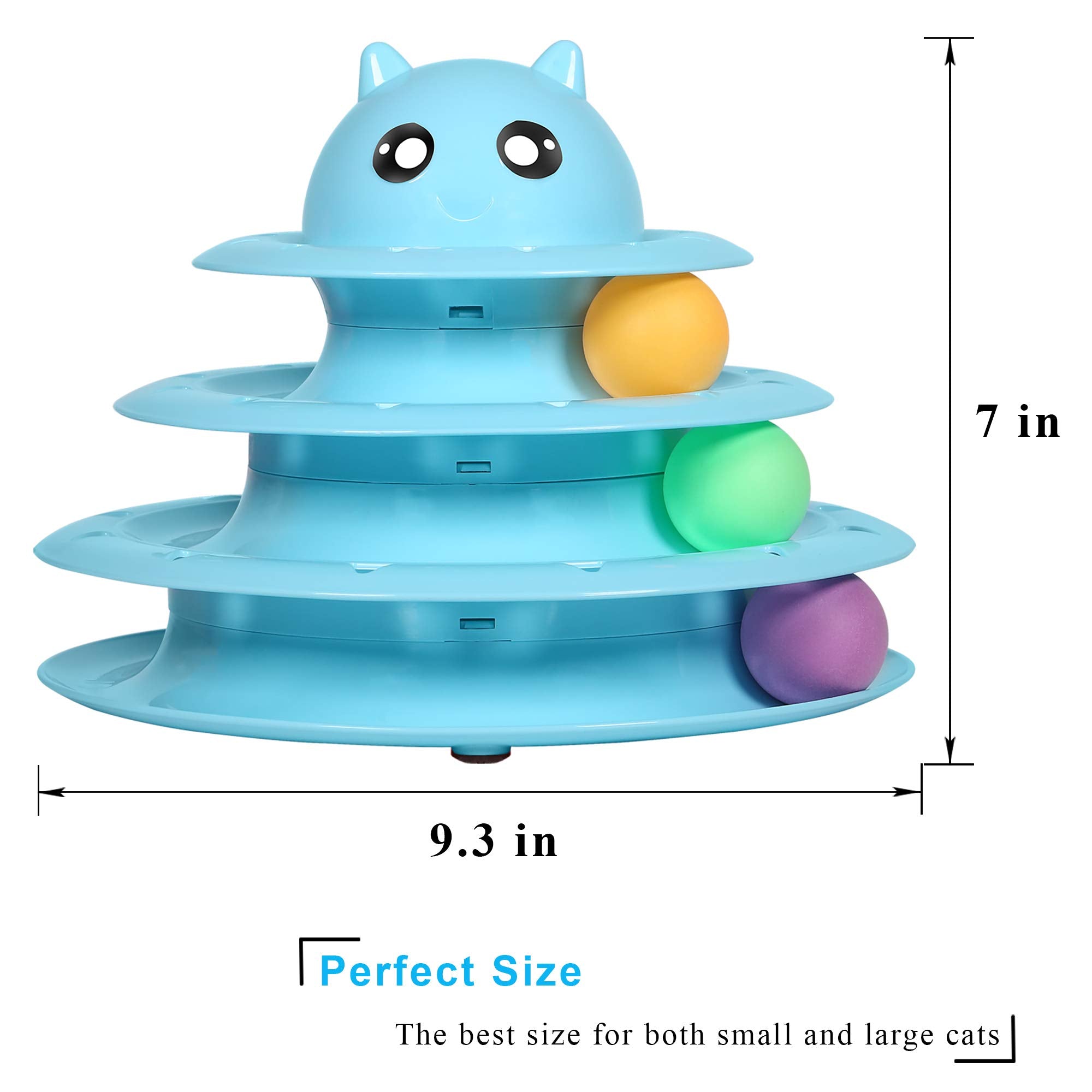UPSKY Cat Toy Roller 3-Level Turntable Cat Toys Balls with Six Colorful Balls Interactive Kitten Fun Mental Physical Exercise Pu