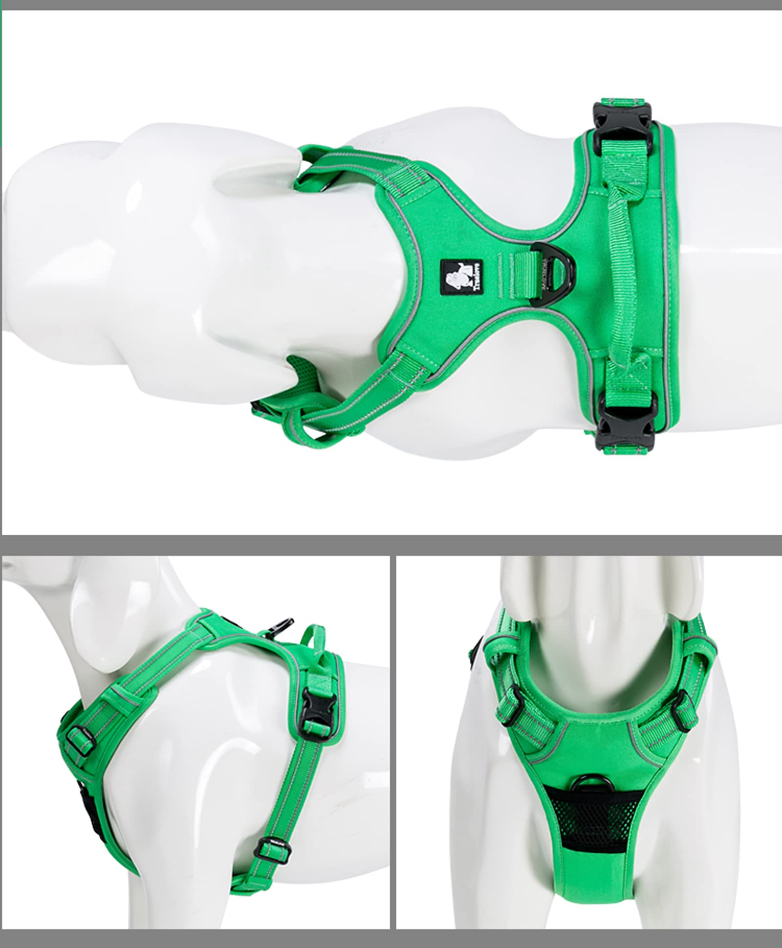 True Love Adjustable No-Pull Dog Harness Reflective Pup Vest Harnesses Comfortable Control Brilliant Colors Truelove Tlh5651(Grass Green,Xs)