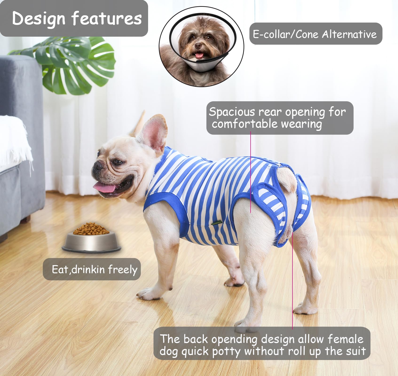 Sychien Dog Surgery Recovery Female Spay Suit, Surgeial Recovery Onesie For Xxx-Large Female Spaying Recovery,Blue 3Xl