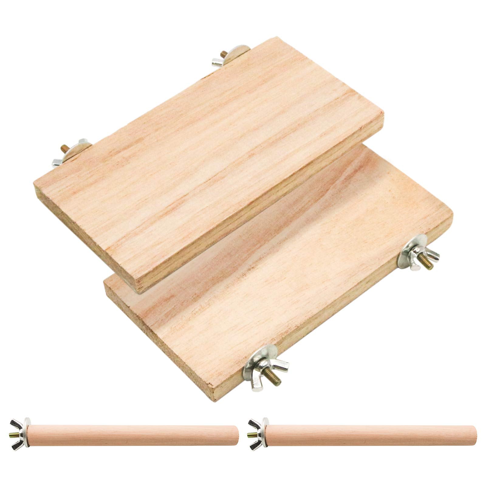 4 Pcs Bird Perch Stand Platform Toy, Natural Wood Parrot Perch Stand Stick Play Exercise Gym Bird Cage Accessories Toys For Parr