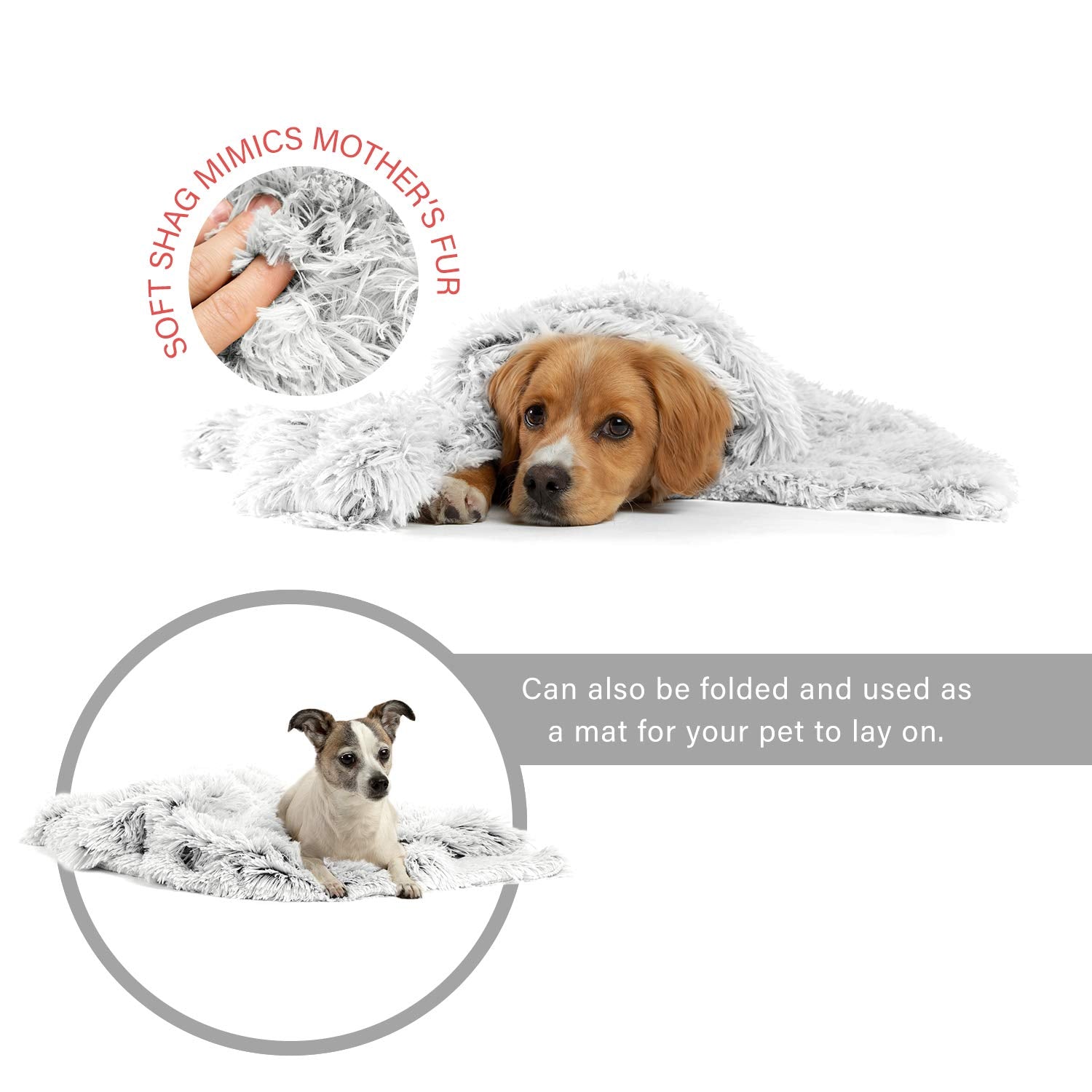 Best Friends By Sheri Calming Shag Fur Pet Throw Blanket, Frost, 30'X40'