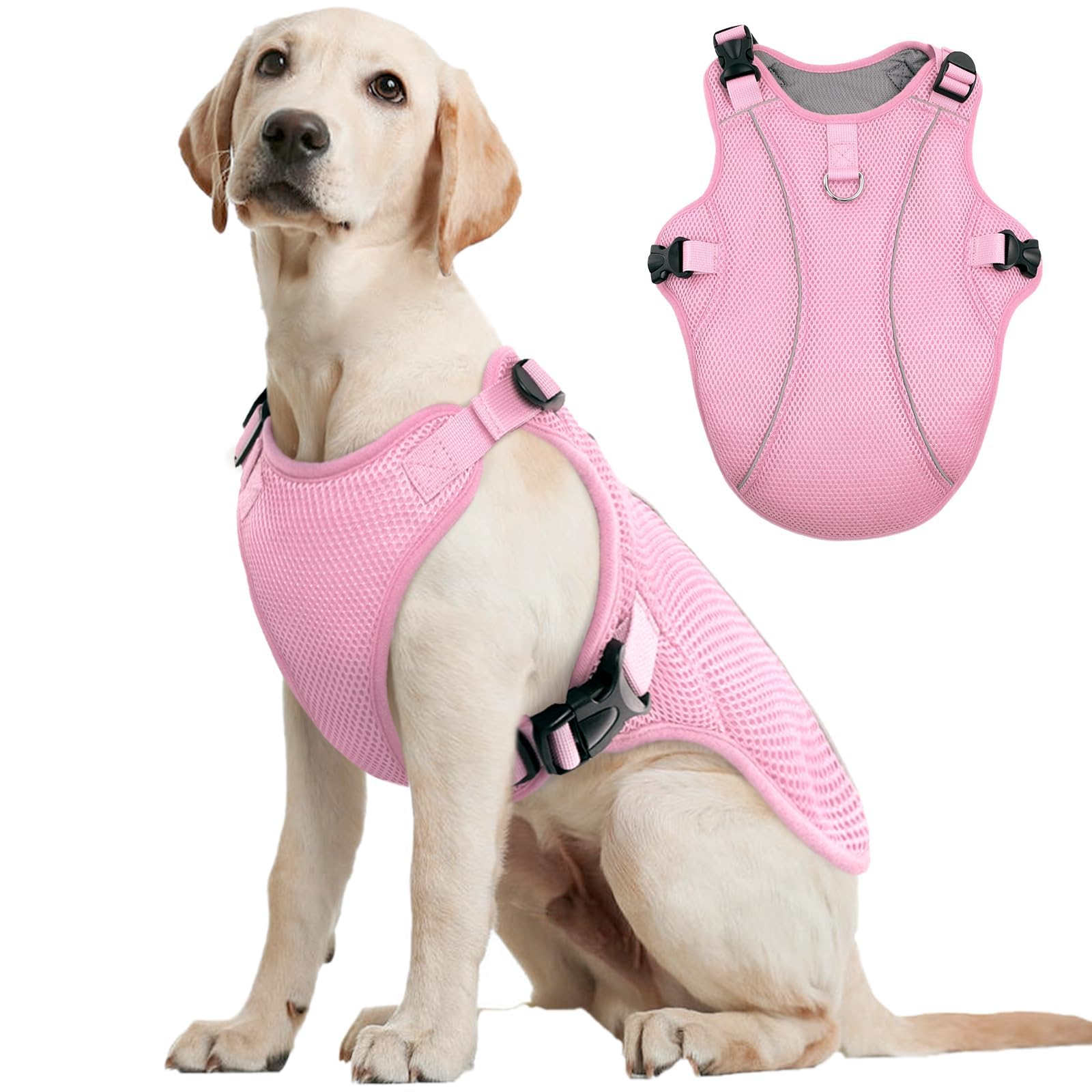 Kuoser Dog Cooling Vest For Large Dogs, Lightweight Doggie Cooler Jacket Breathable Mesh Pet Cooling Shirts Reflective Puppy Coo