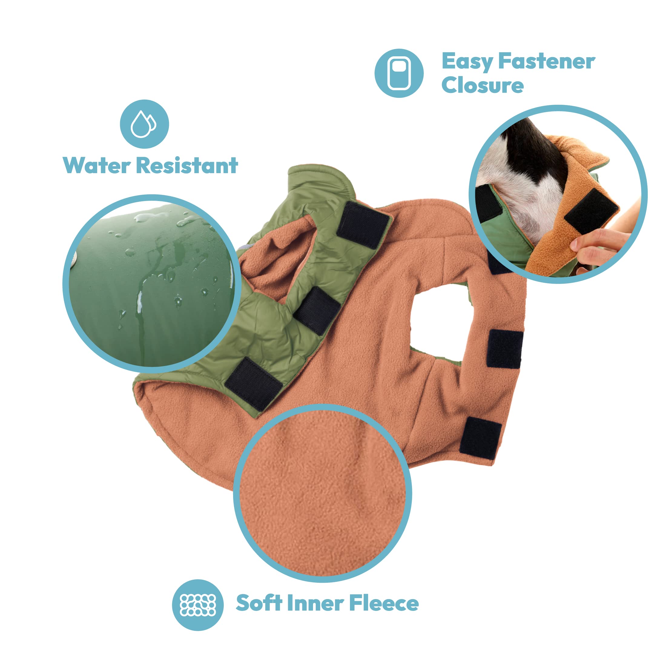 Gooby Sports Vest Dog Jacket - Blue, Medium - Reflective Dog Vest With D Ring Leash - Warm Fleece Lined Small Dog Sweater, Hook And Loop Closure - Dog Clothes For Small Dogs Boy Or Girl Dog Sweater