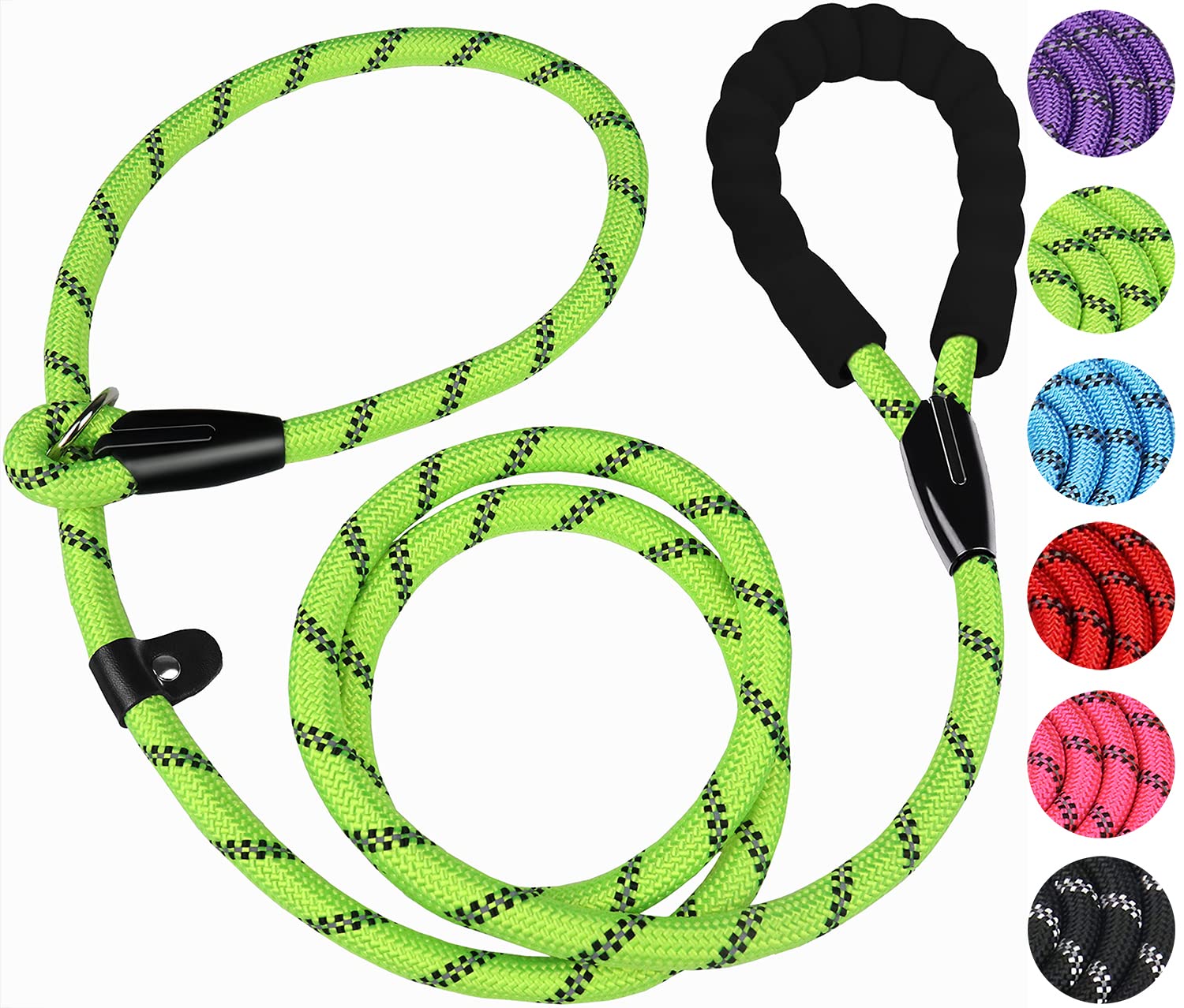 6 Ft Dog Leash, Heavy Duty Rope Dog Leashes, Strong Training Dogs Leash With Comfortable Padded Handle And Highly Reflective Thr