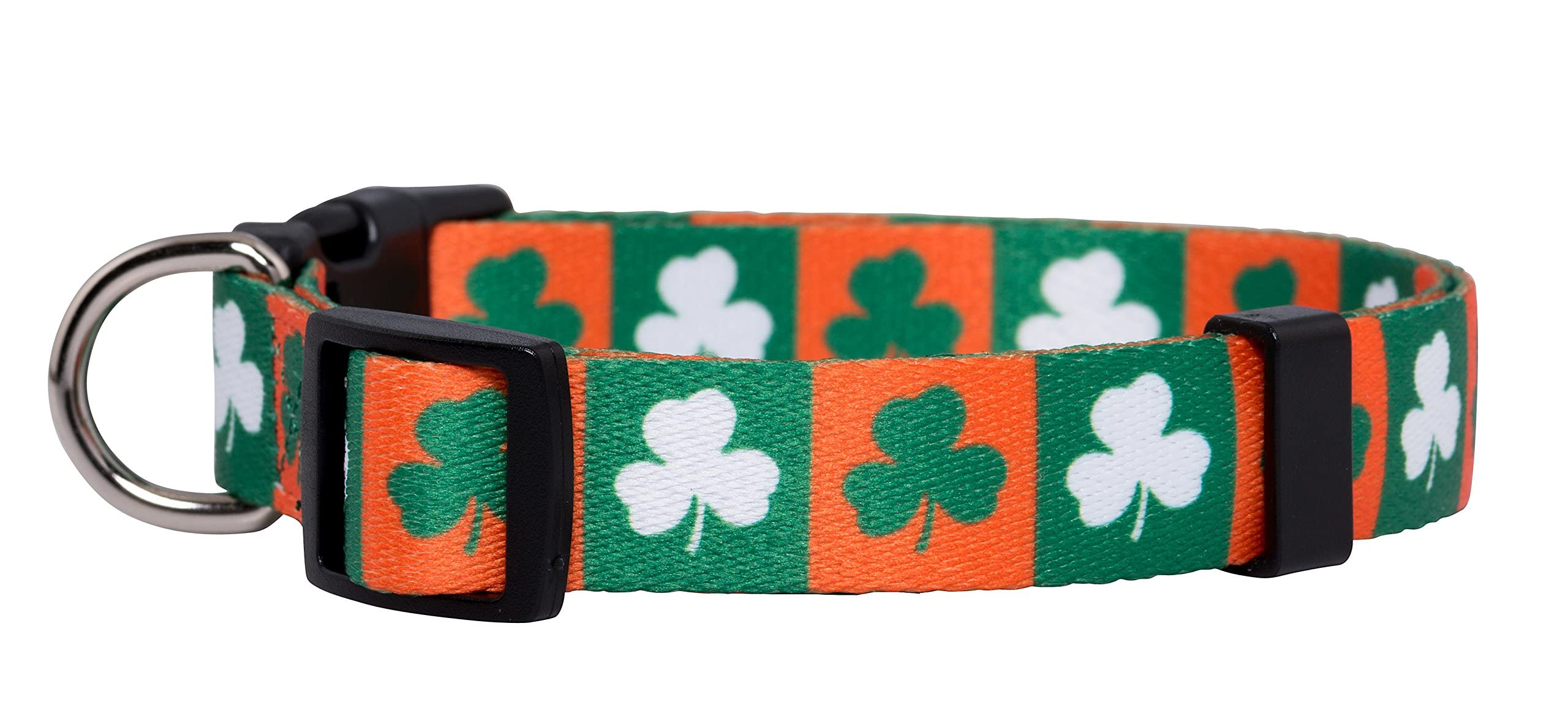 Native Pup St Patricks Dog Collar- Saint Patrick Green Shamrock Pet Collars- St. Patricks Lucky Irish- Adjustable For Small, Med