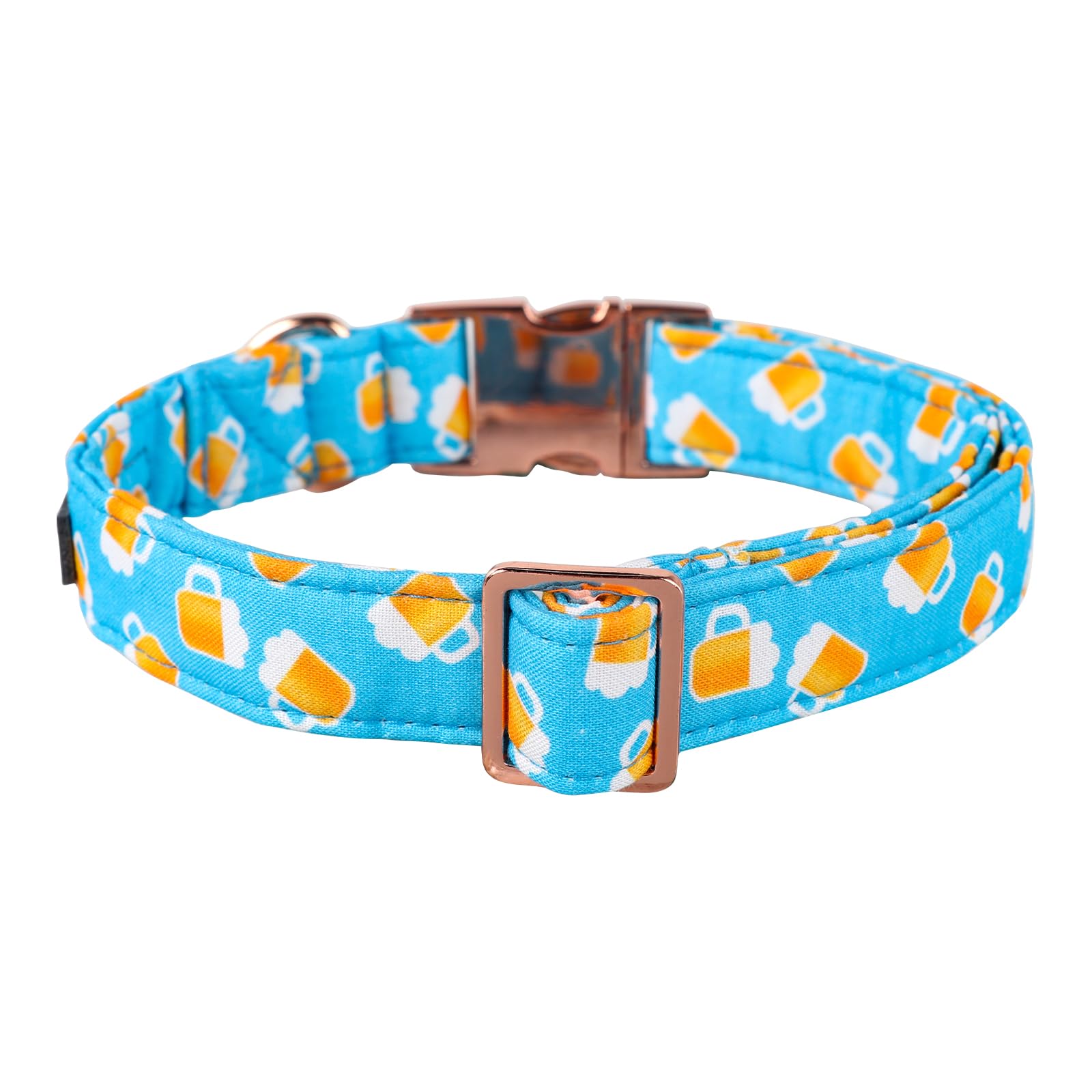 Mr. Chubbyface Spring Summer Dog Collar, Cute Blue Beer Dog Collar, Adjustable Durable Soft Natural Fabric Pet Collar For Small