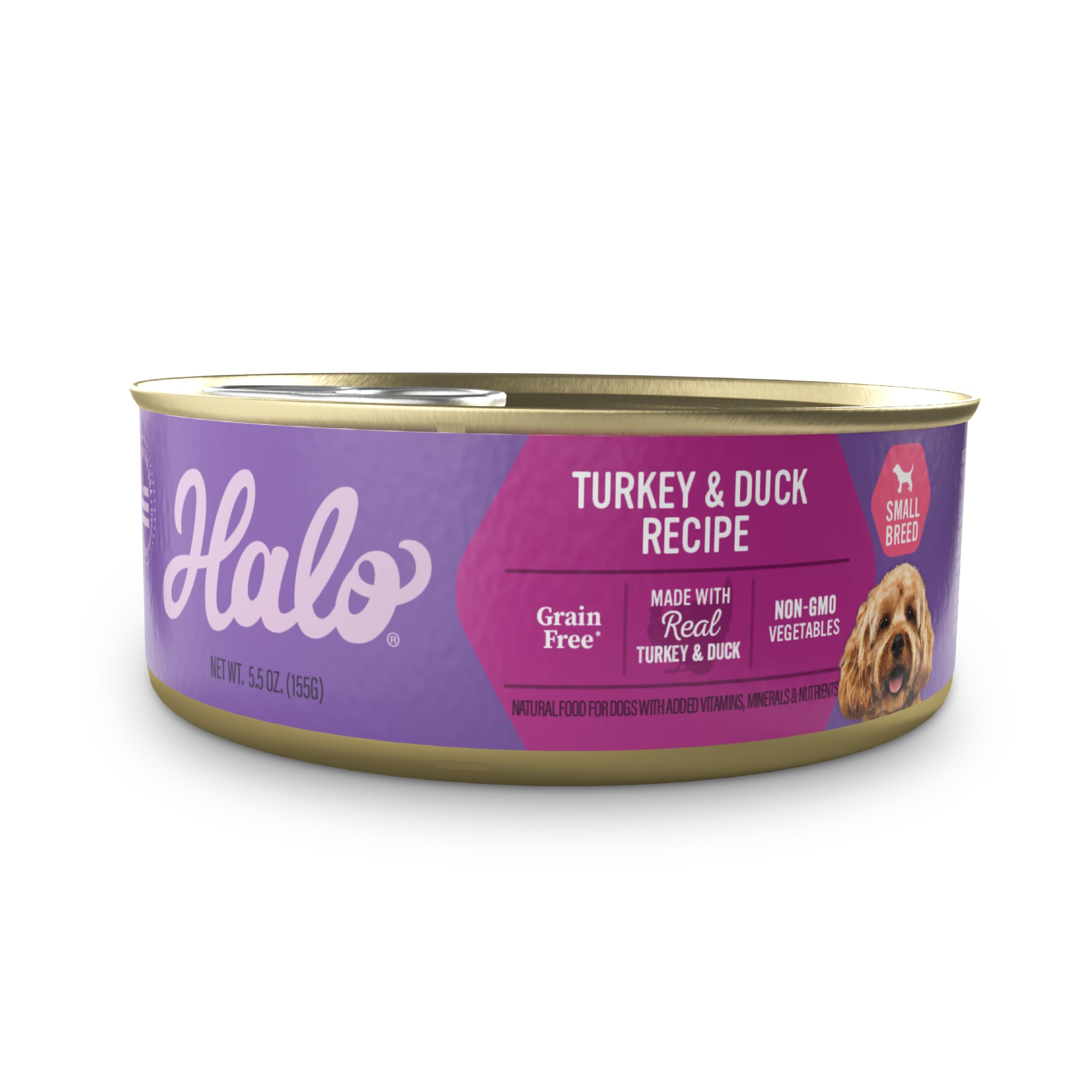 Halo Wet Dog Food For Small Dogs, Grain Free, Turkey & Duck 5.5 Ounce (Pack of 12)
