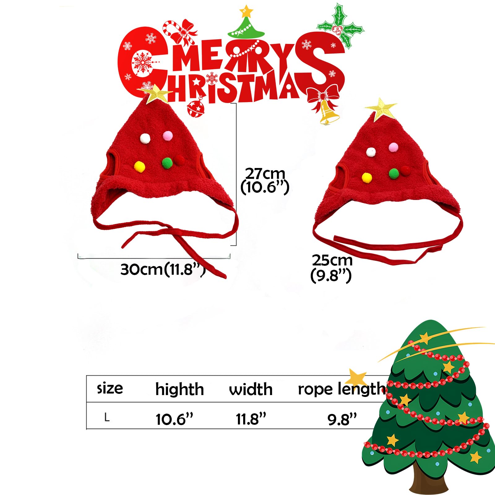 Elegant Little Tail Dog Christmas Costume 1Pc Velvet Red Christmas Hat Soft Funny Pet Plush Hat Adjustable Bat Headdress Cute Wi