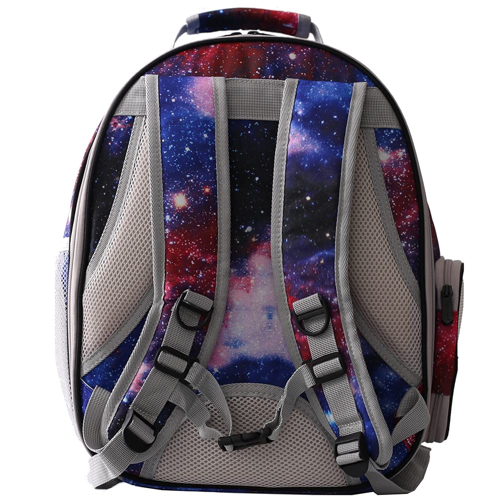 Front Expandable Cat Backpack Carrier, Fit Up To 20 Lbs, Printed Artwork With Space Capsule Bubble Window Pet Carrier Backpack F