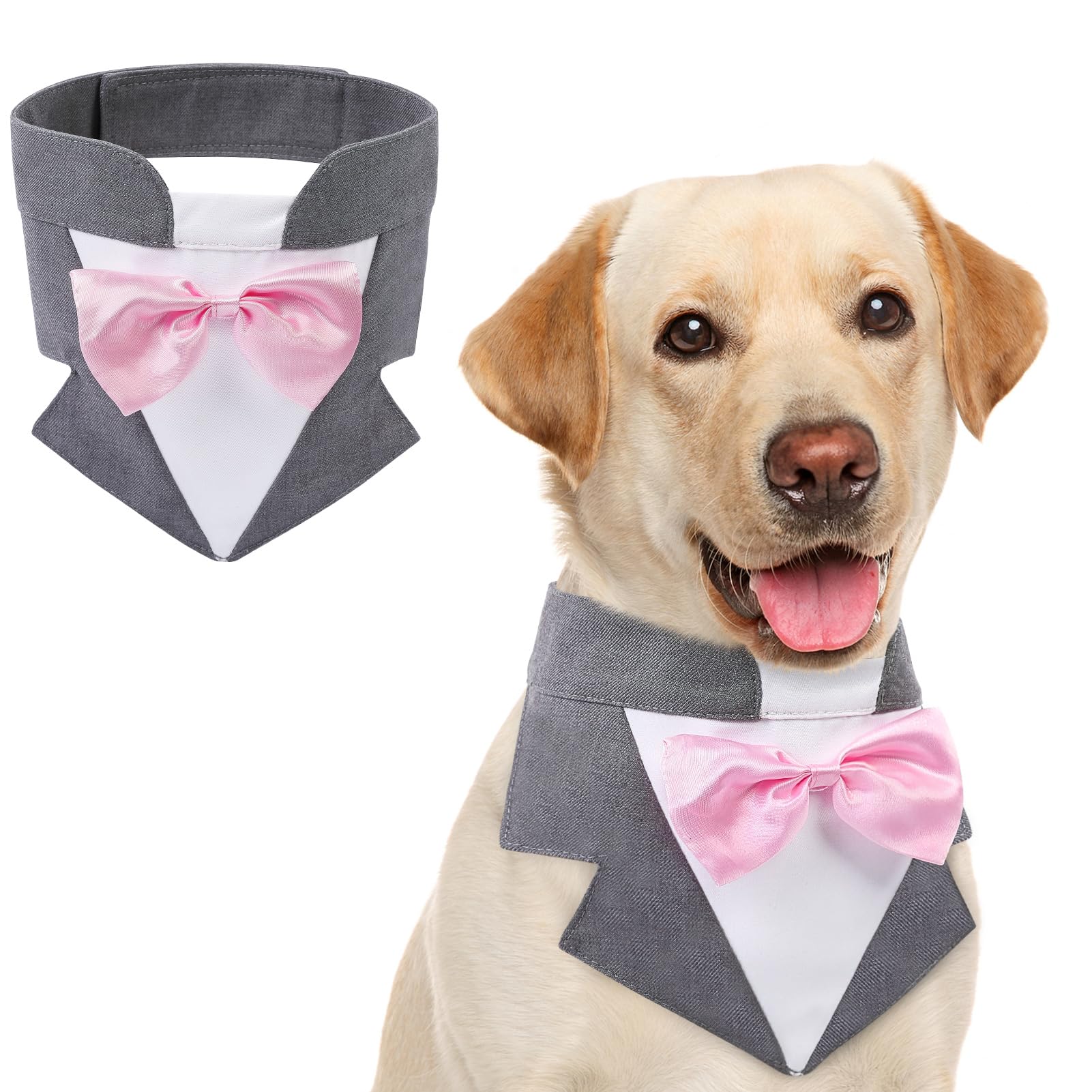 Aofitee Formal Dog Tuxedo, Extra Large Dog Wedding Bandana Collar With Bow Tie, Adjustable Birthday Costume Valentines Outfits, 