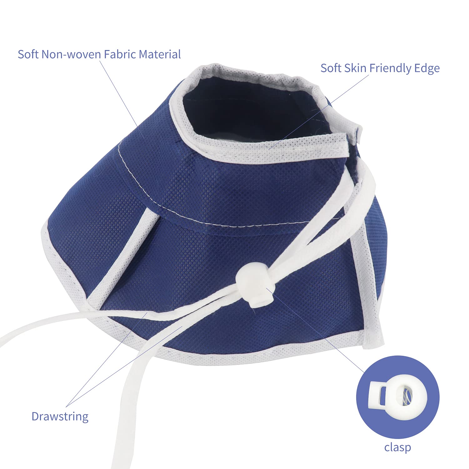 QIYADIN Cat Recovery Collar - Soft E Collar for Cats & Puppies, Medium Size, Dark Blue, Nonwoven Fabric, Easy to Eat & Drink
