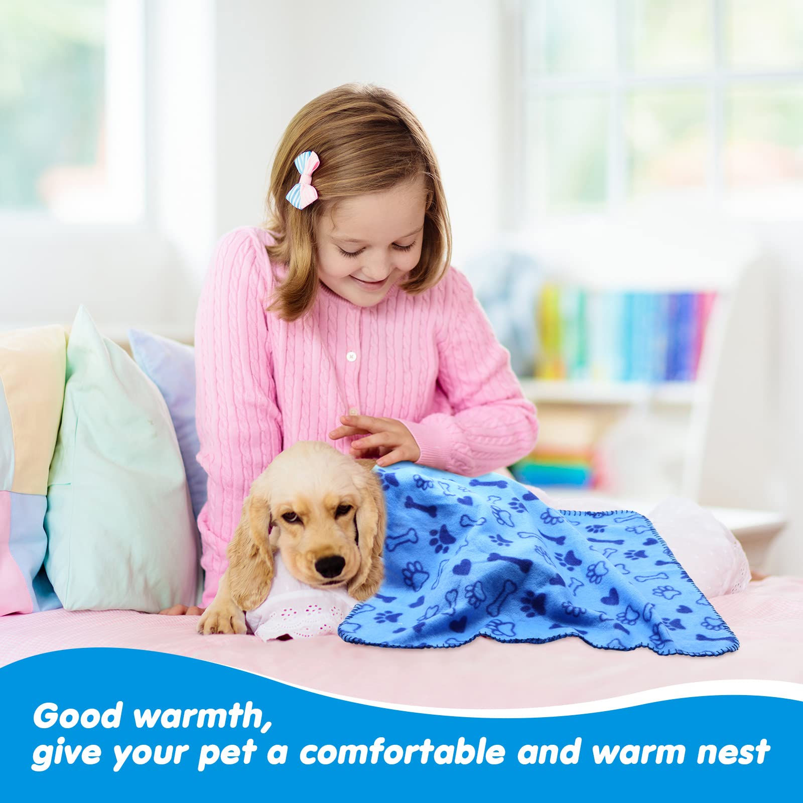 Chumia 28 Pieces Puppy Blanket Bulk Small Fleece Pet Blanket For Puppy Dogs Kitten Cats Pets Soft Warm Paw Print Sleep Mat Bed C