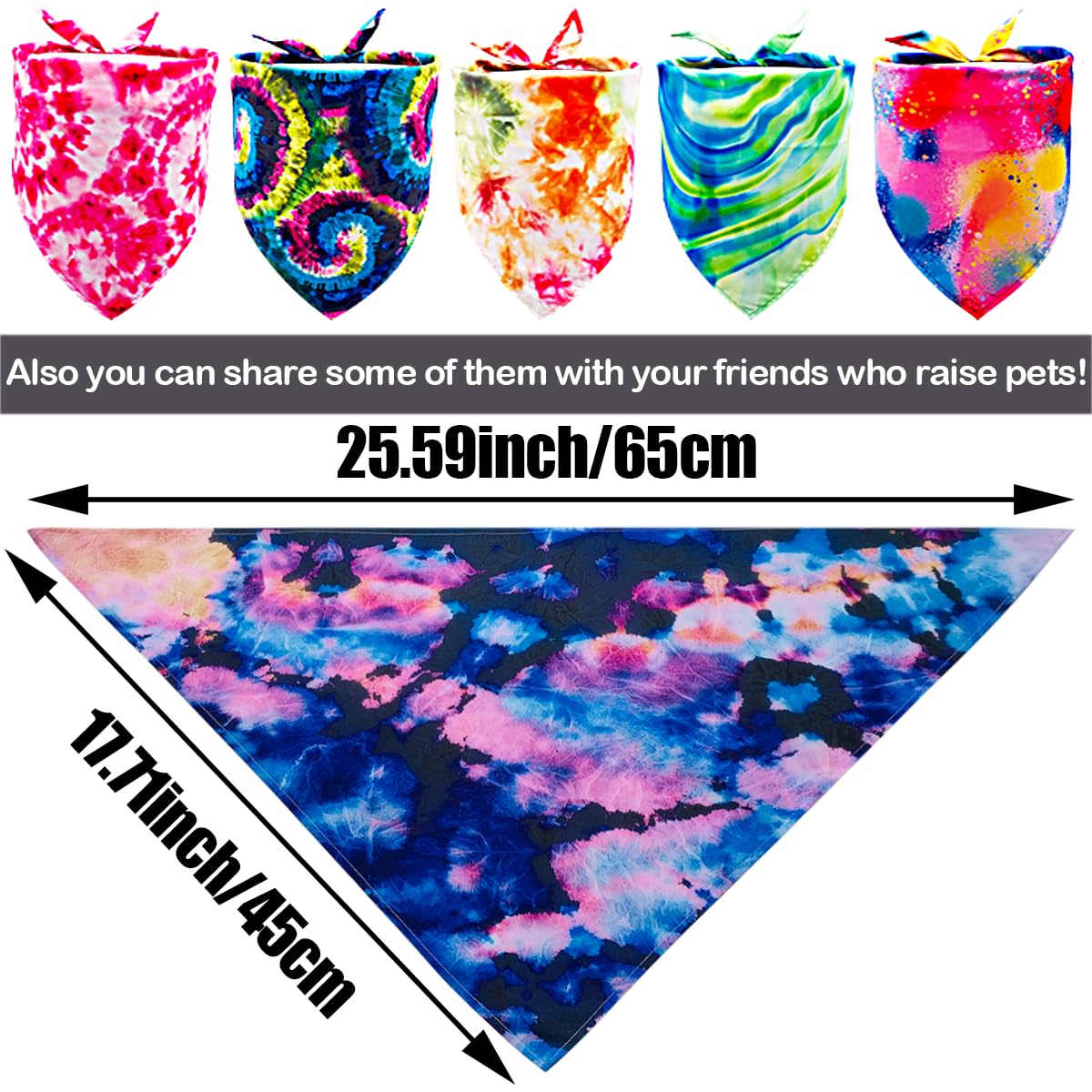 Jpgdn 100Pcs Dog Bandanas Tie Dye Bulk For Small Medium Breed Dog Big Kerchief Washable Triangle Bibs Head Scarves Scarfs For Bo
